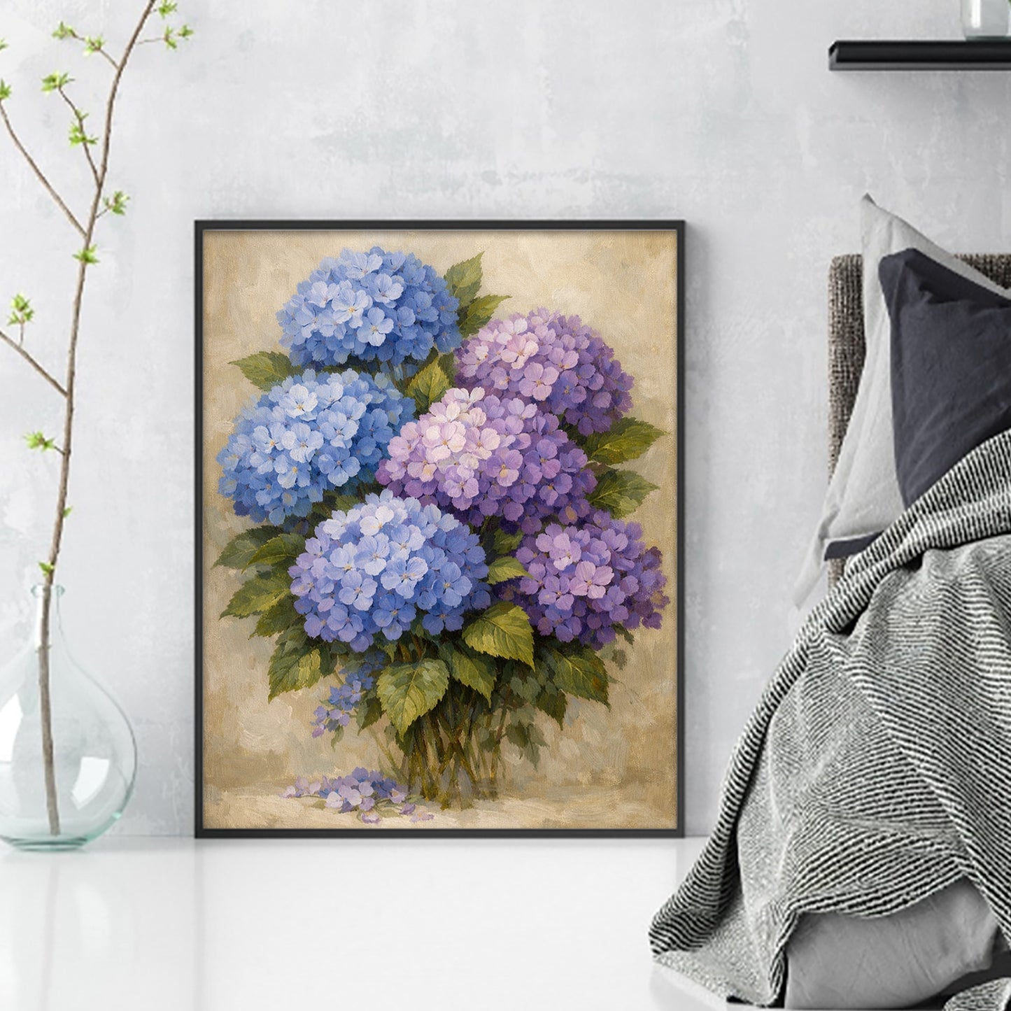Hydrangea_Blue - Full 11CT Stamped Cross Stitch 40x50CM - Yishu
