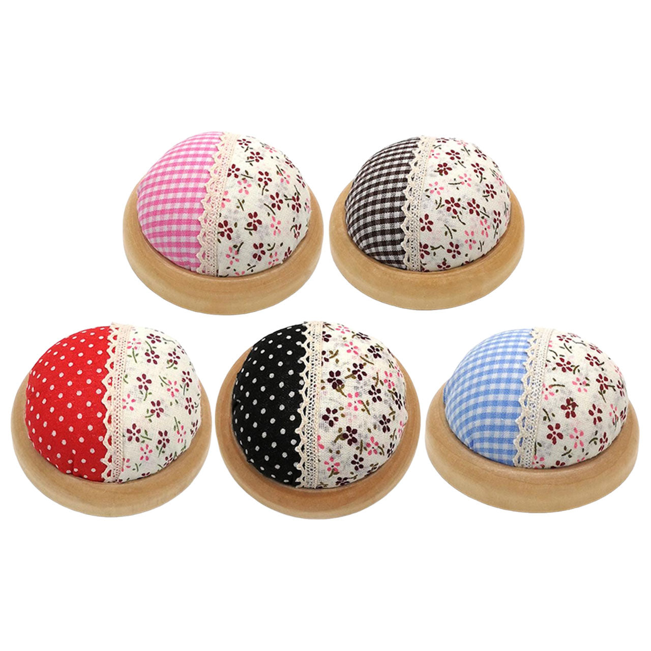 Japanese Style Round Pin Cushion Wooden Base Sewing Pin Cushion Sewing Accessories Sewing Needle Cushion for Sewing Quilting Embroidery and DIY Crafts