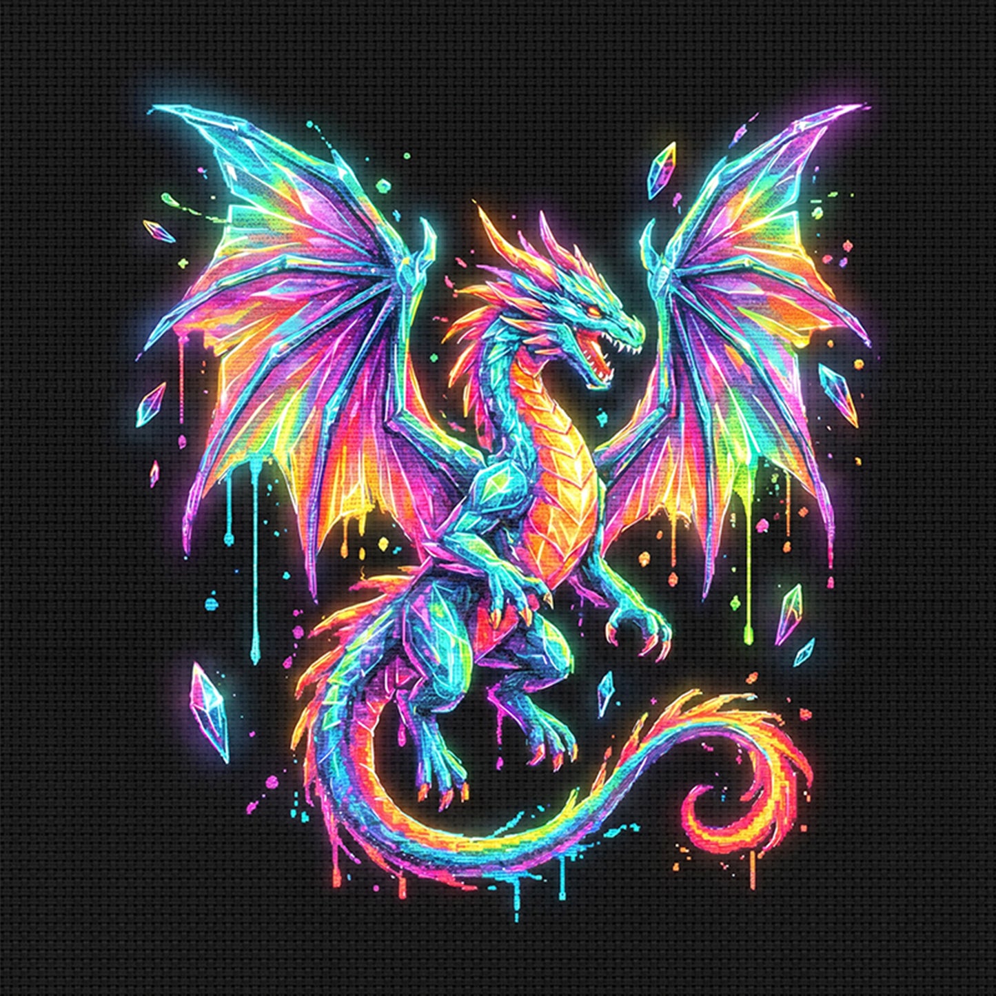 Rainbow Dragon - Full 14CT Stamped Cross Stitch 30x30CM - Huacan