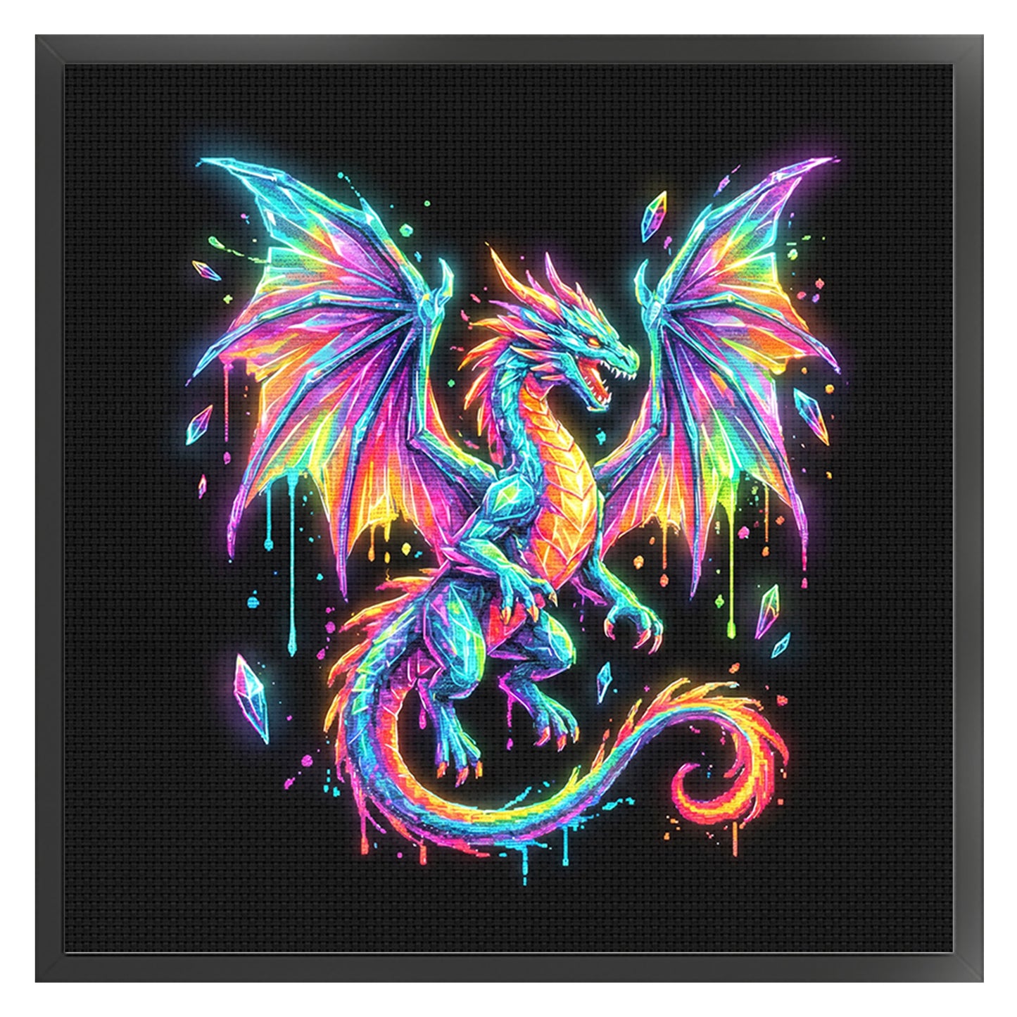Rainbow Dragon - Full 14CT Stamped Cross Stitch 30x30CM - Huacan