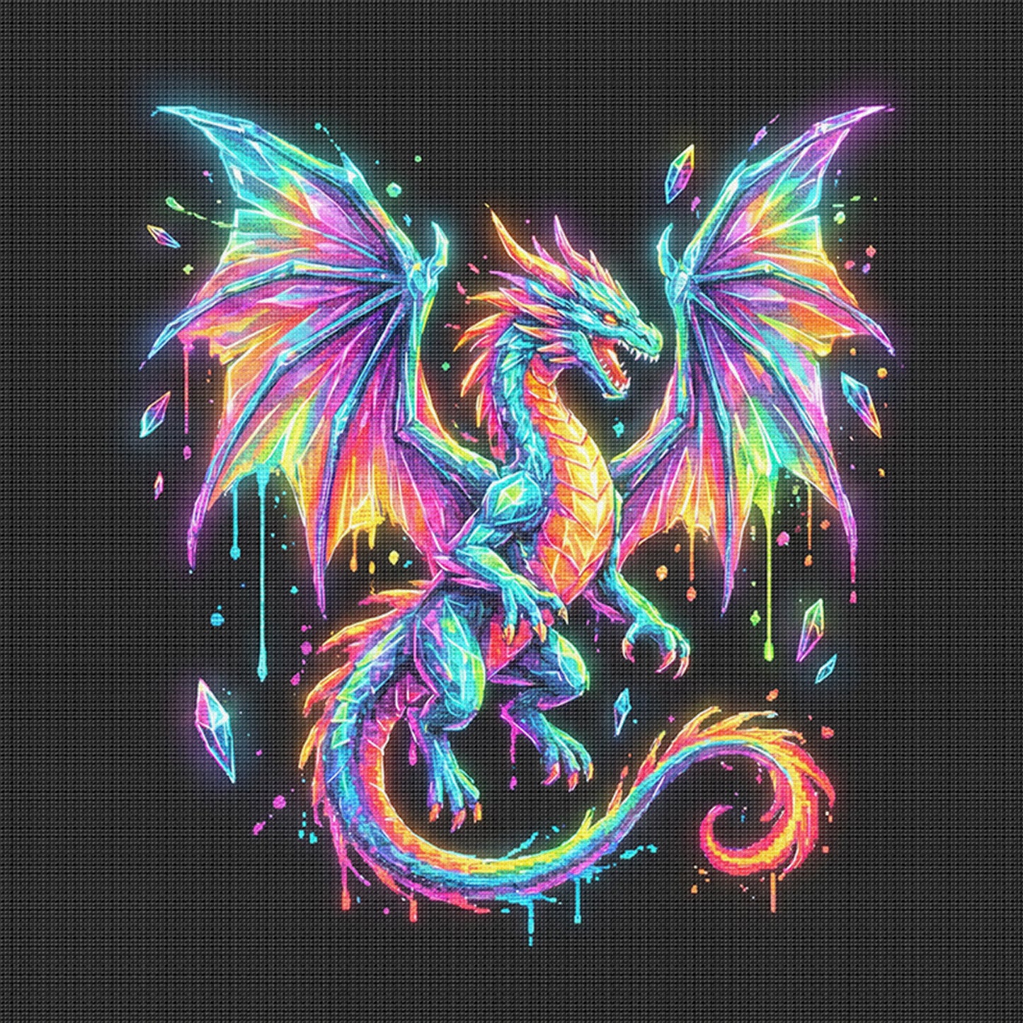 Rainbow Dragon - Full 14CT Stamped Cross Stitch 30x30CM - Huacan
