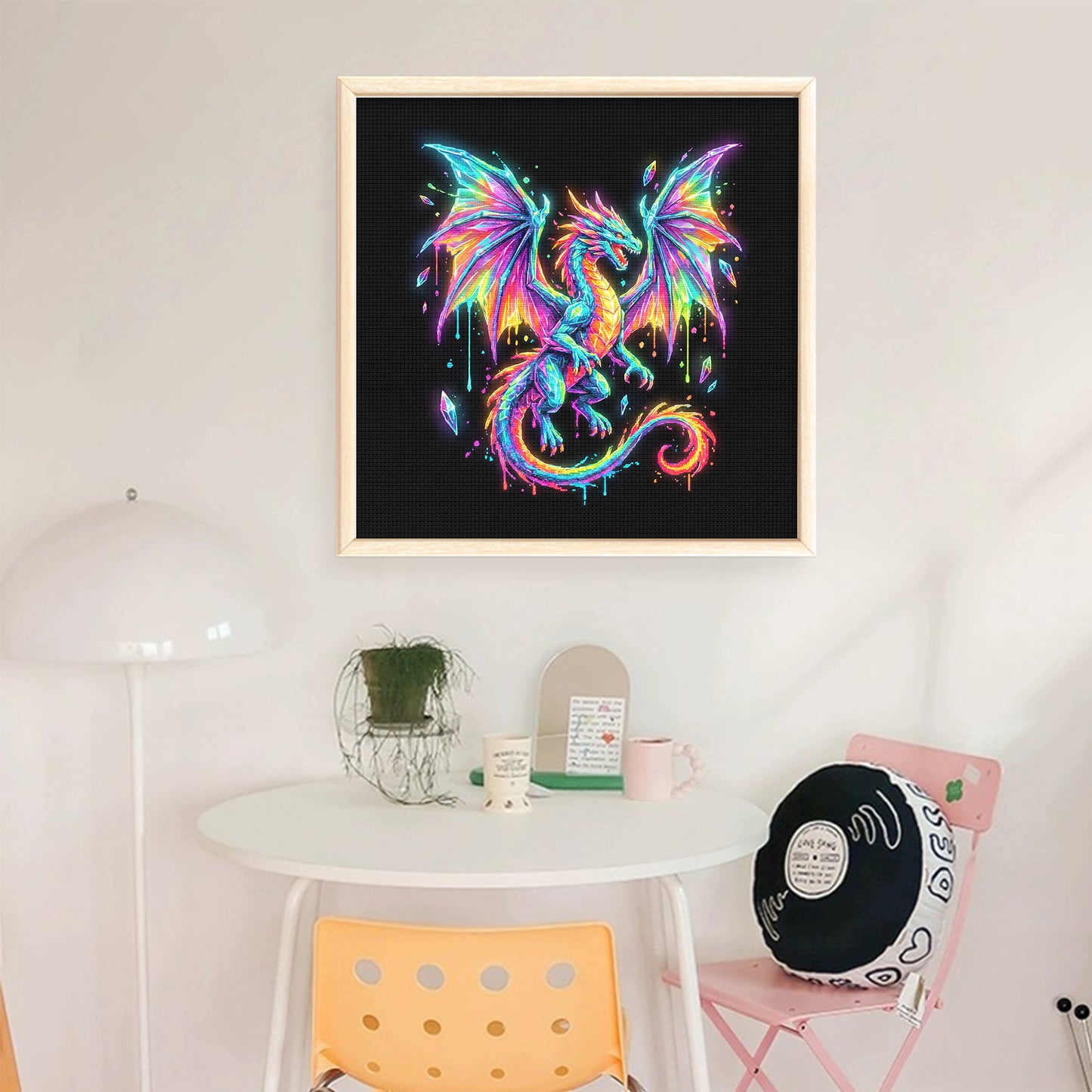 Rainbow Dragon - Full 14CT Stamped Cross Stitch 30x30CM - Huacan