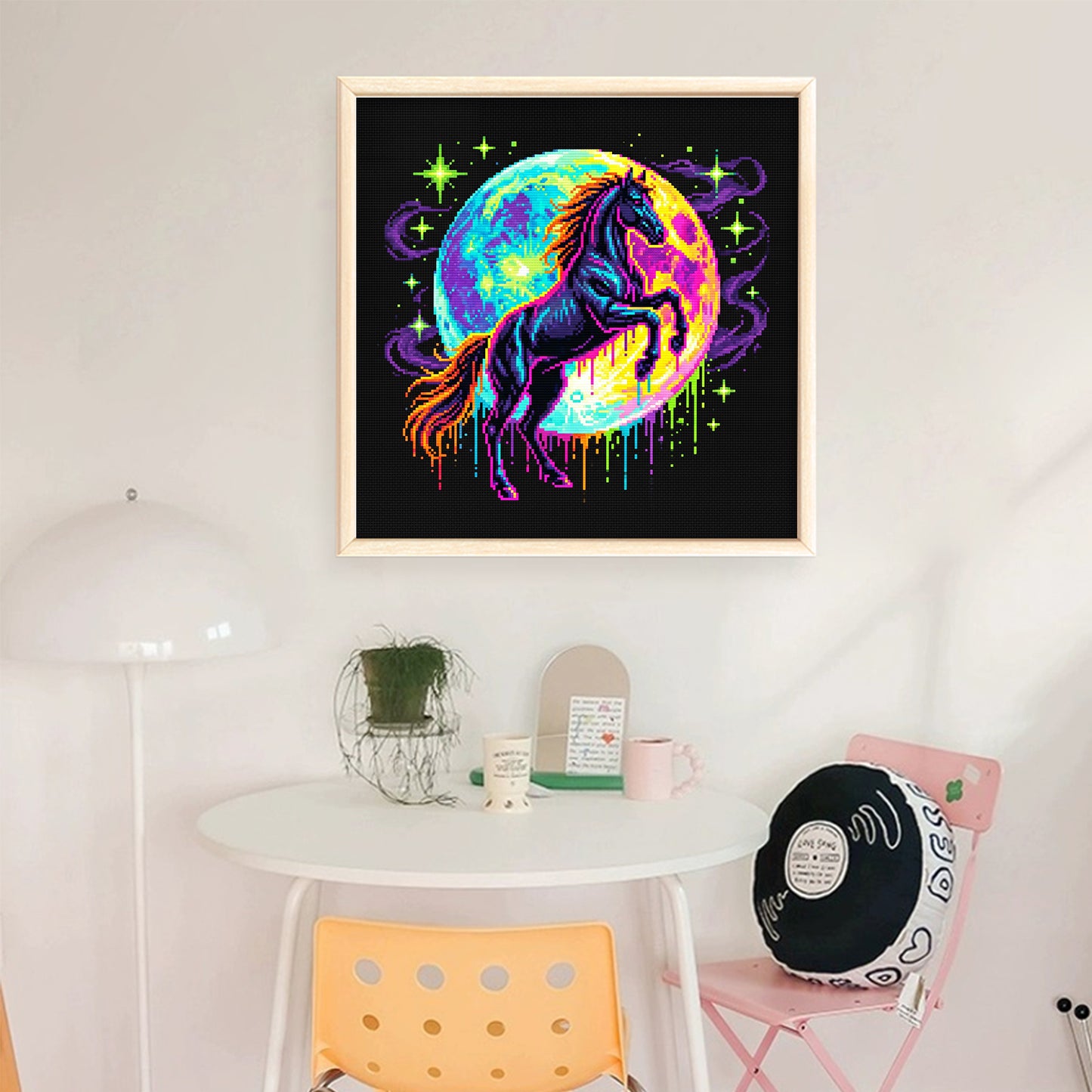 Neon Horse - Full 14CT Stamped Cross Stitch 30x30CM - Huacan