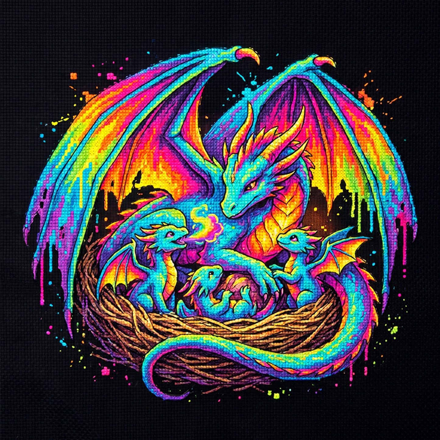 Dragon Nest - Full 14CT Stamped Cross Stitch 30x30CM - Huacan