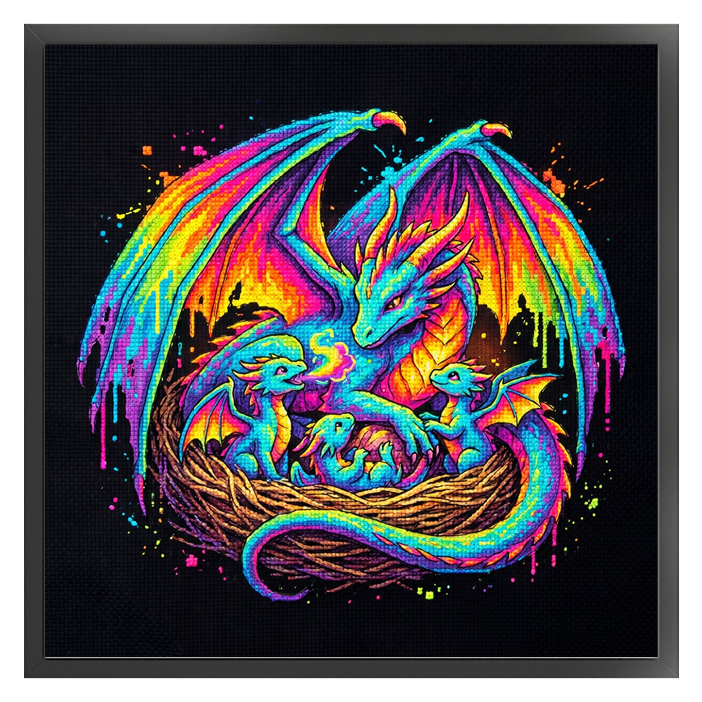 Dragon Nest - Full 14CT Stamped Cross Stitch 30x30CM - Huacan