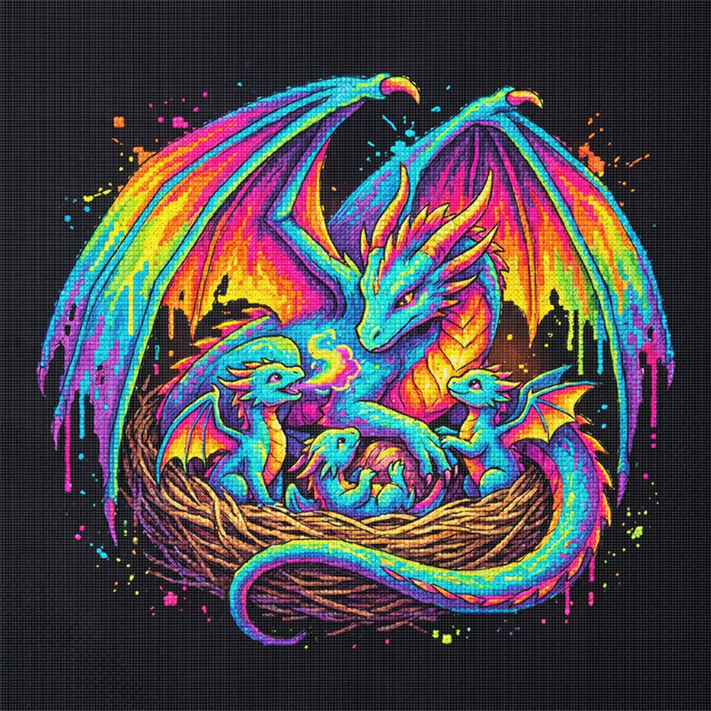 Dragon Nest - Full 14CT Stamped Cross Stitch 30x30CM - Huacan