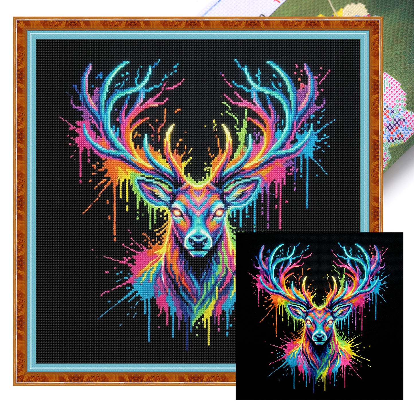 Deer - Full 14CT Stamped Cross Stitch 30x30CM - Huacan