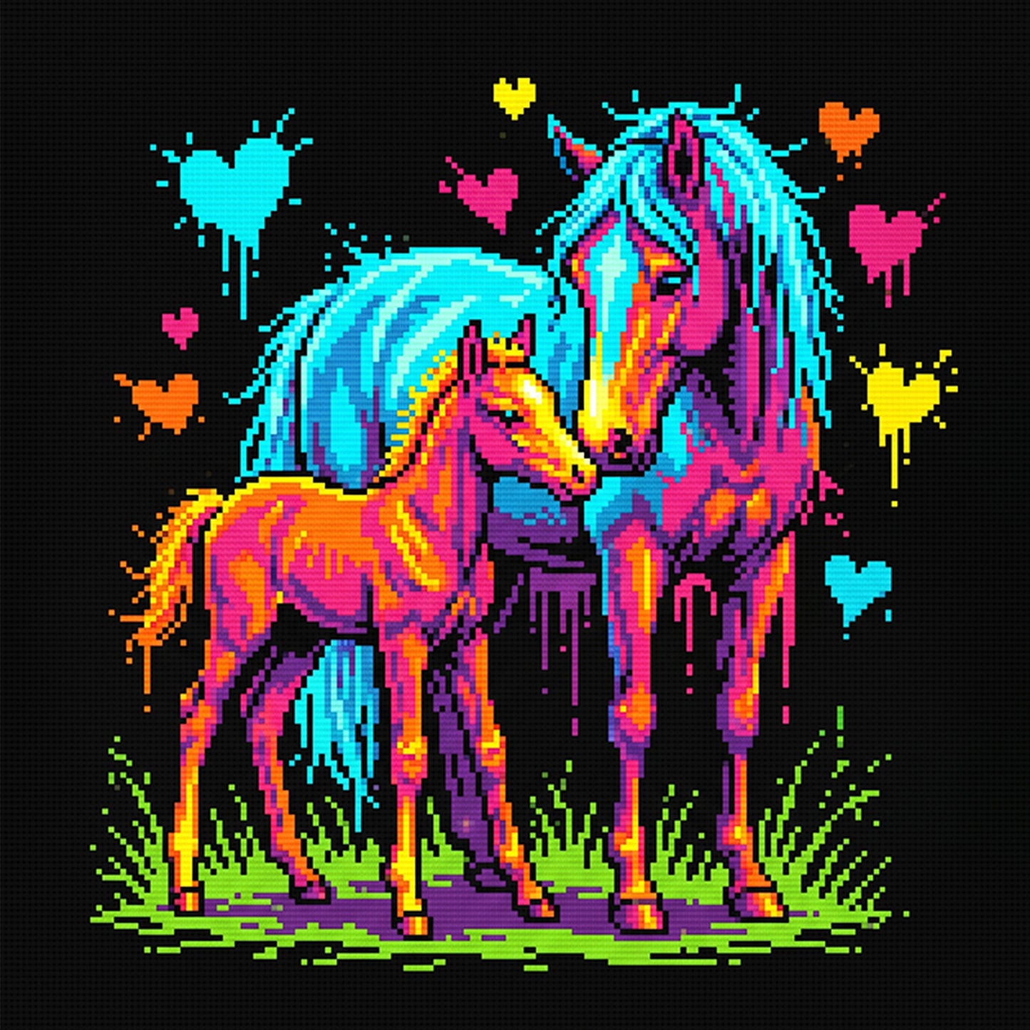Horse - Full 14CT Stamped Cross Stitch 30x30CM - Huacan