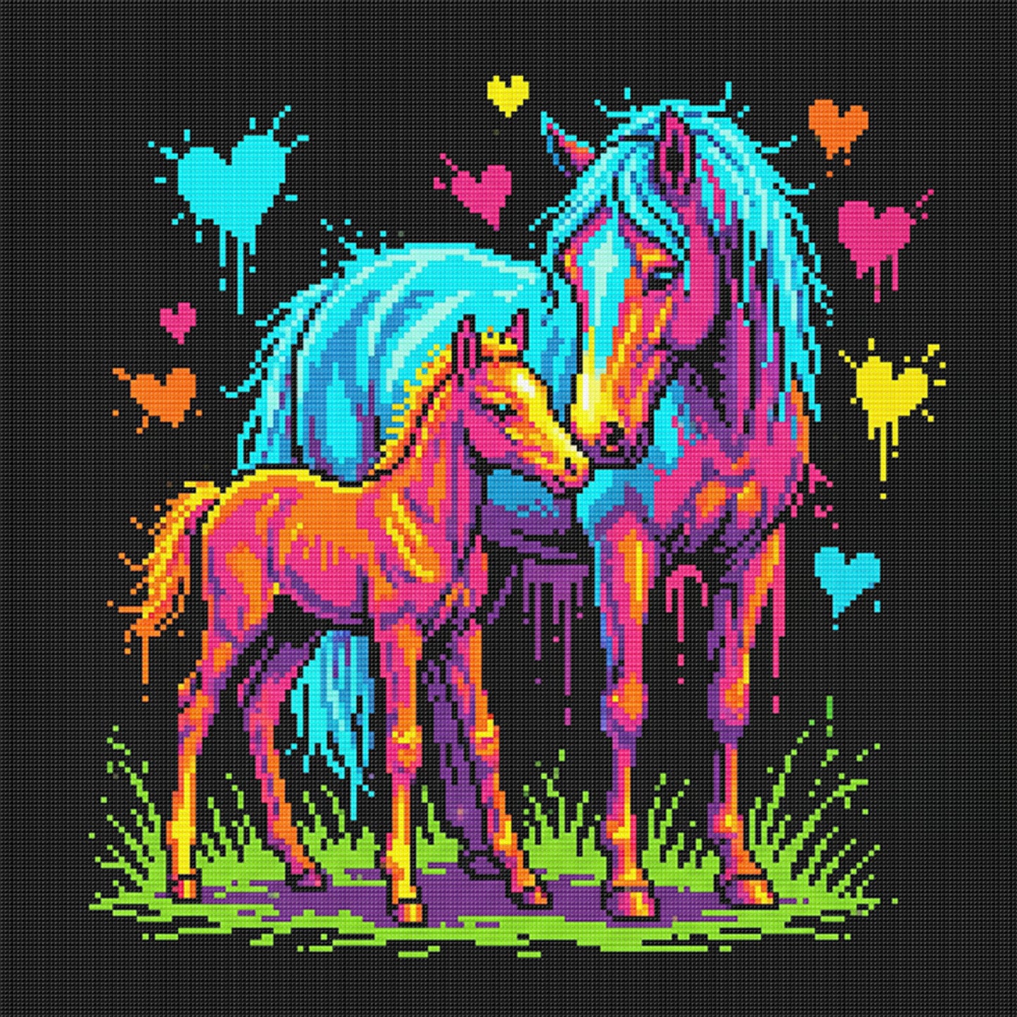 Horse - Full 14CT Stamped Cross Stitch 30x30CM - Huacan
