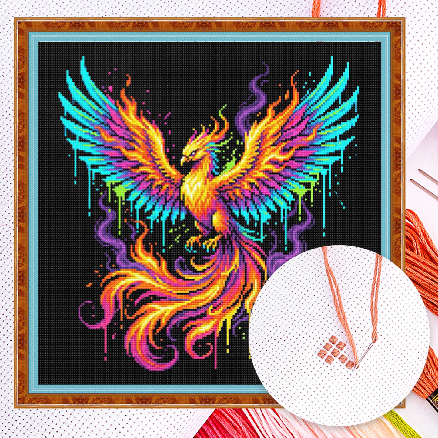 Phoenix - Full 14CT Counted Cross Stitch 30x30CM - Yishu