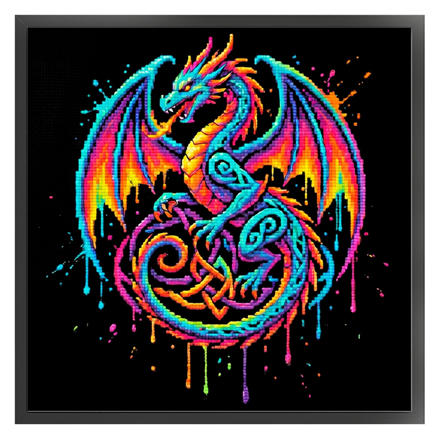 Celtic Knot Dragon - Full 14CT Counted Cross Stitch 30x30CM - Yishu