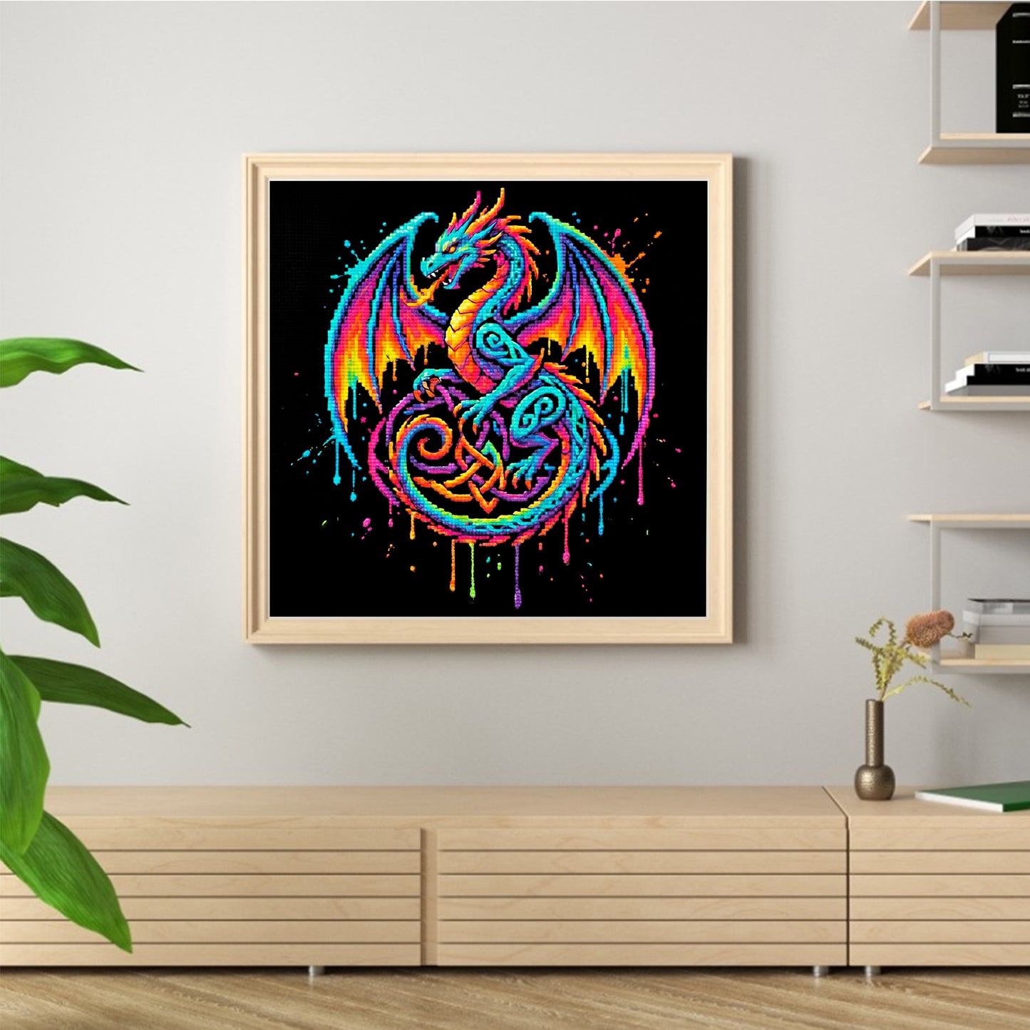Celtic Knot Dragon - Full 14CT Counted Cross Stitch 30x30CM - Yishu