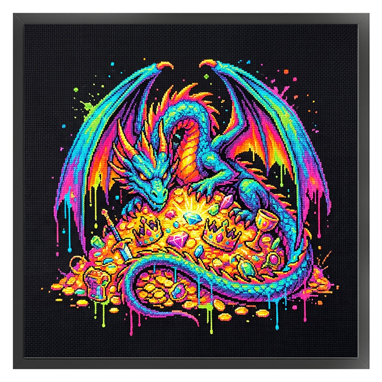 Treasure Dragon - Full 14CT Counted Cross Stitch 30x30CM - Yishu