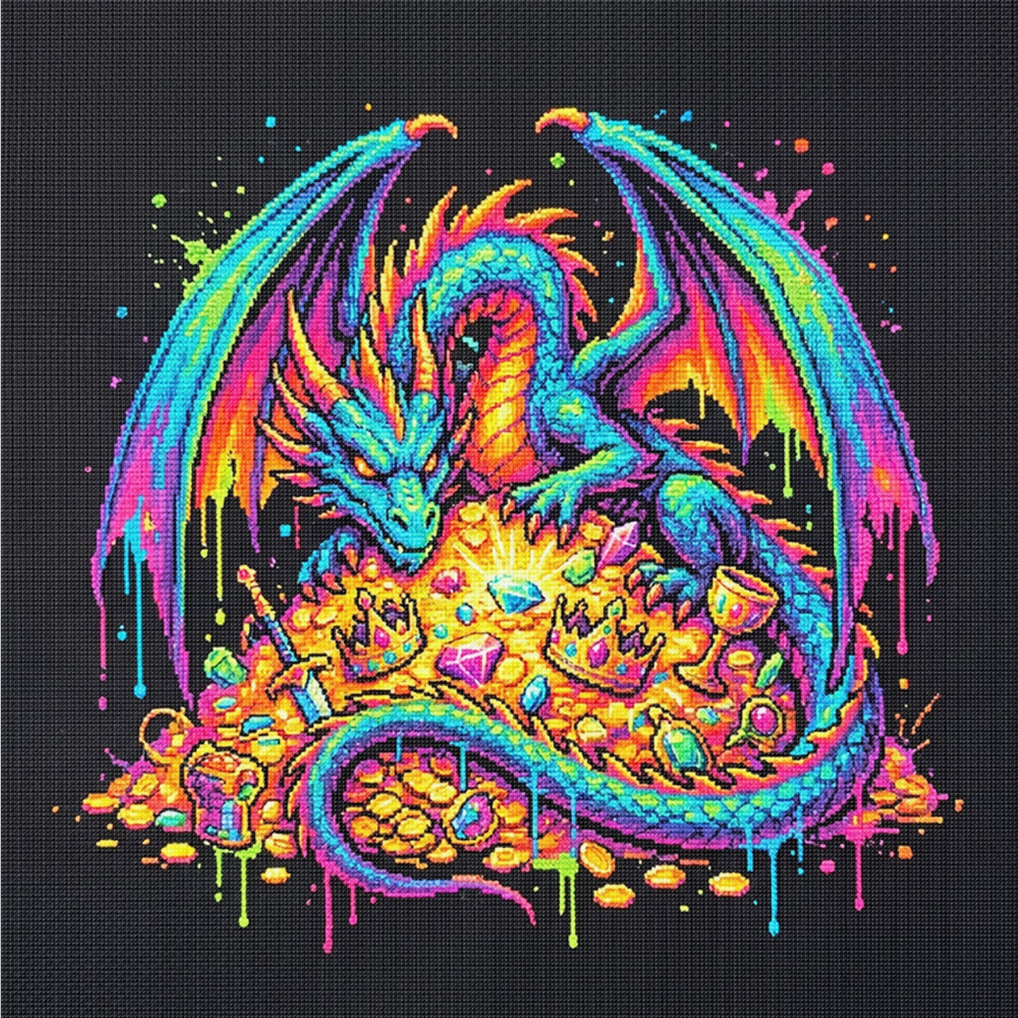 Treasure Dragon - Full 14CT Counted Cross Stitch 30x30CM - Yishu
