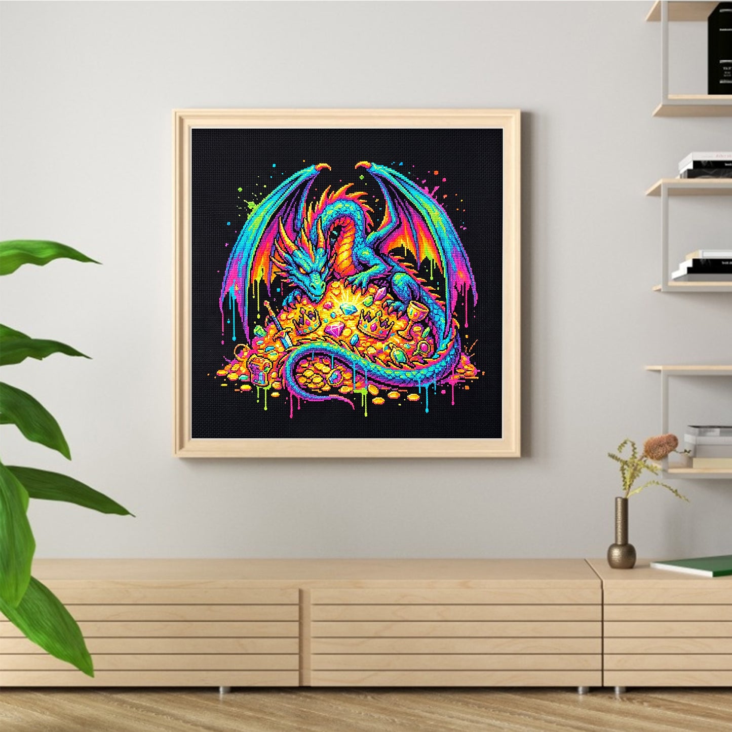 Treasure Dragon - Full 14CT Counted Cross Stitch 30x30CM - Yishu
