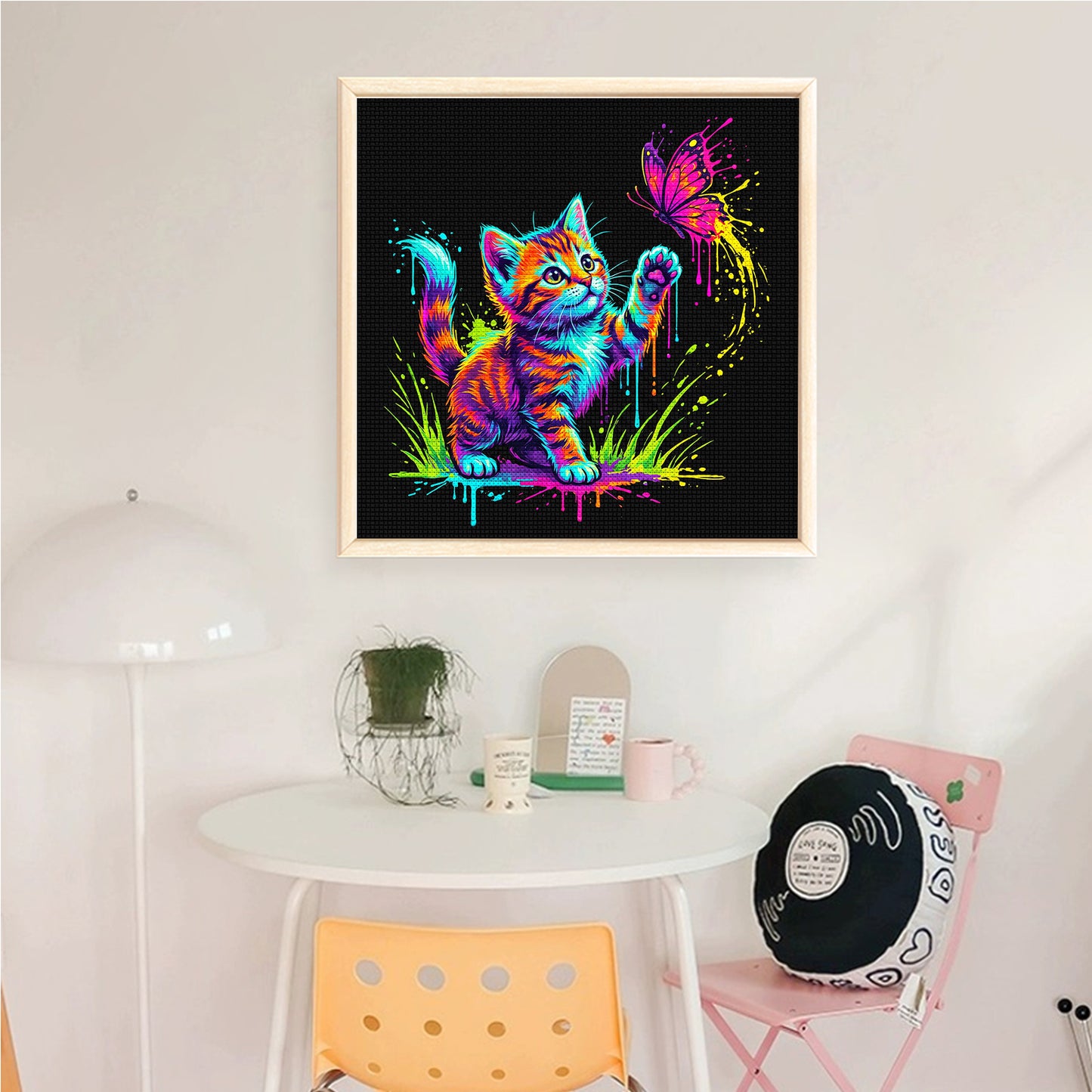 Kitten Butterfly - Full 14CT Counted Cross Stitch 30x30CM - Yishu