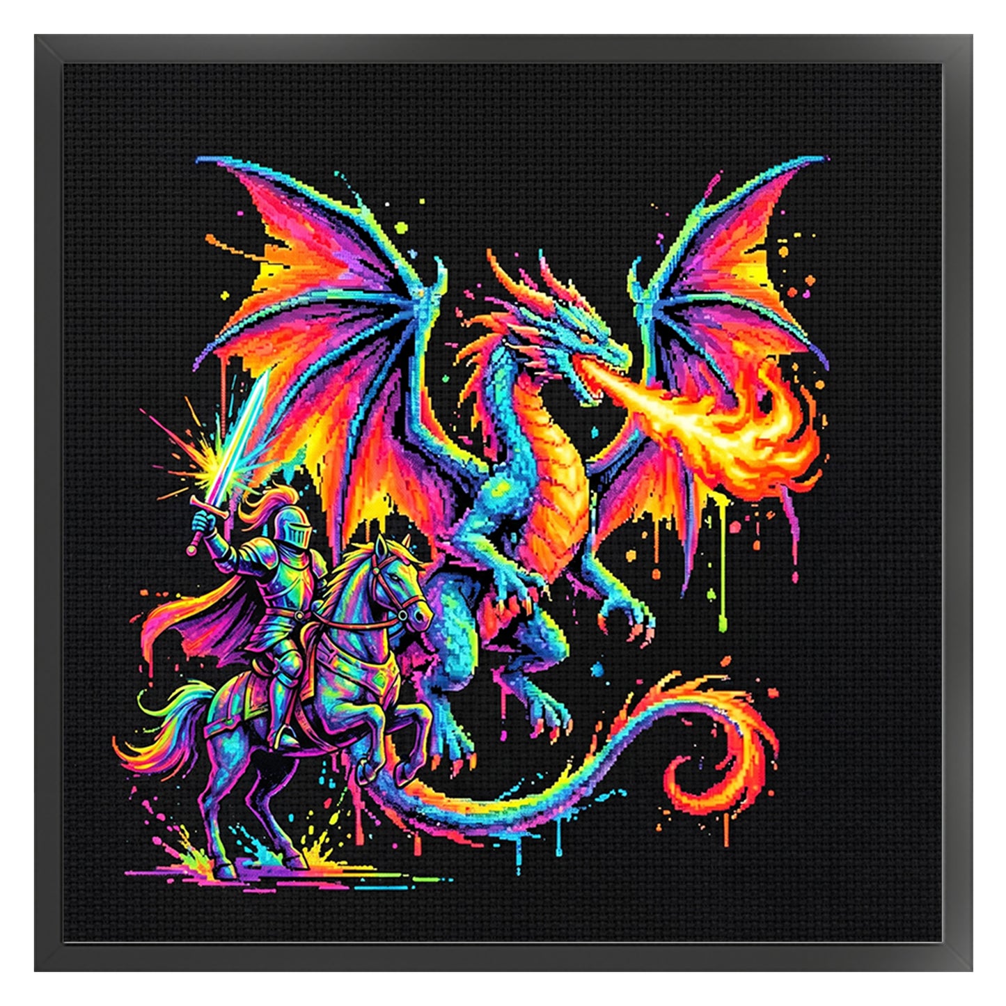 Knight Dragon - Full 14CT Counted Cross Stitch 30x30CM - Yishu