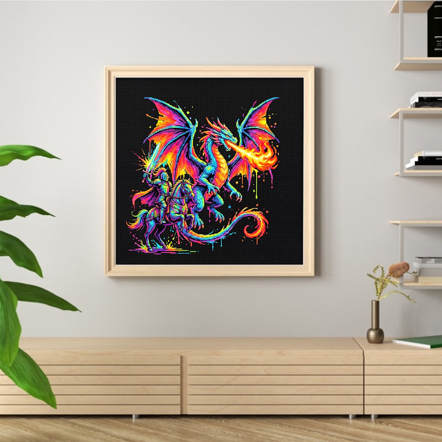 Knight Dragon - Full 14CT Counted Cross Stitch 30x30CM - Yishu