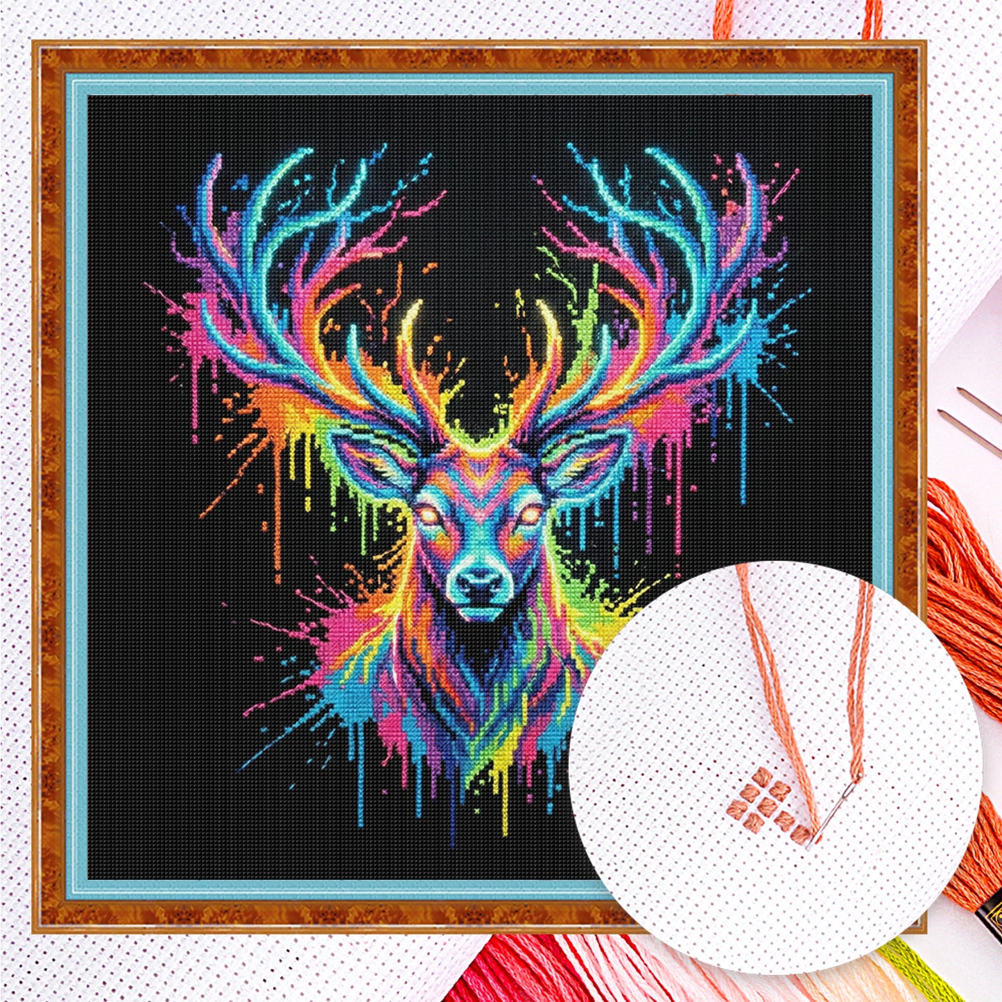 Stag - Full 14CT Counted Cross Stitch 30x30CM - Yishu