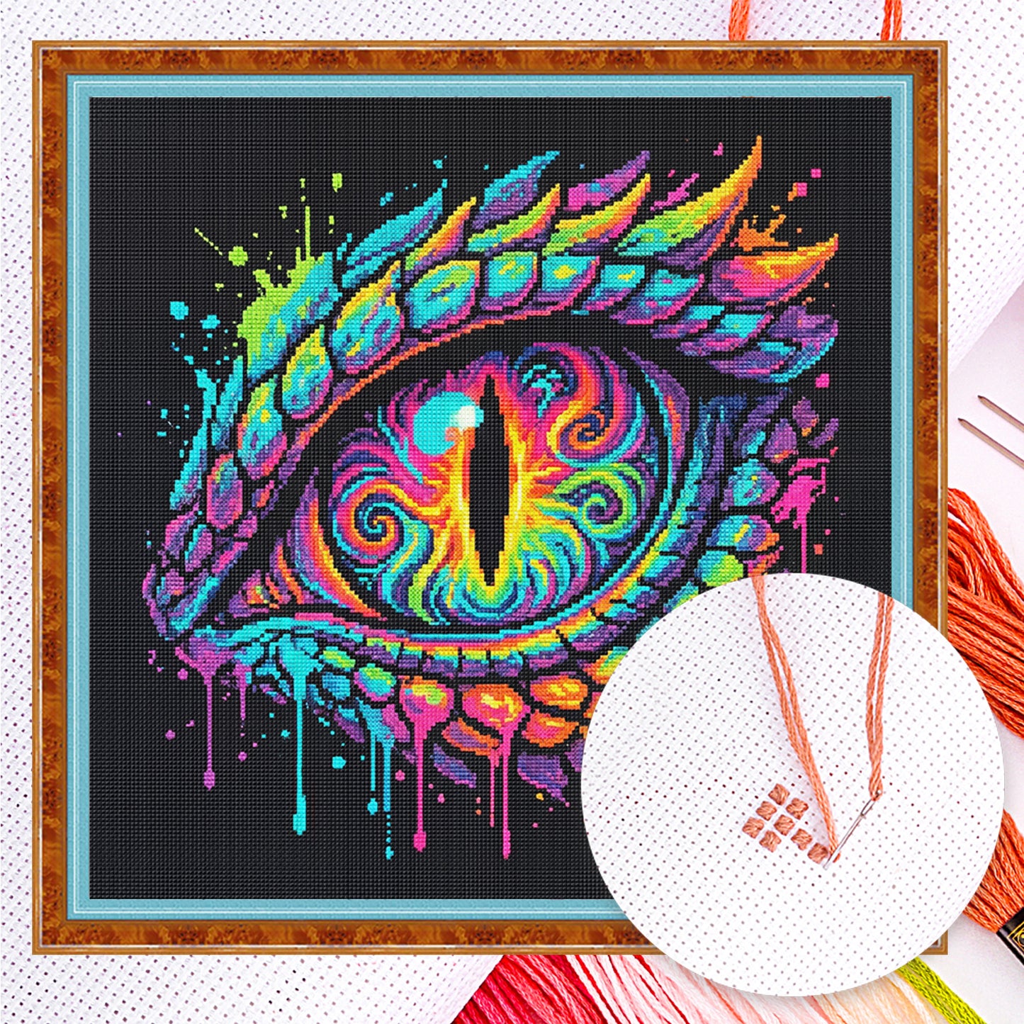 Dragon Eye - Full 14CT Counted Cross Stitch 30x30CM - Yishu