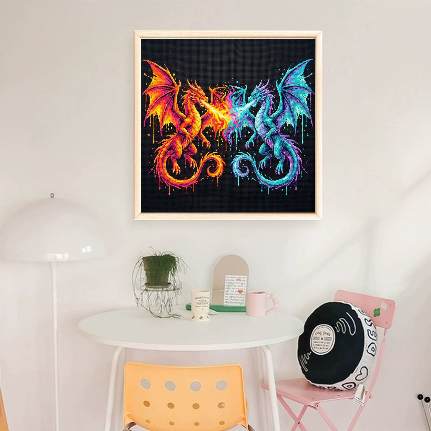 Dual Dragons - Full 14CT Counted Cross Stitch 30x30CM - Yishu