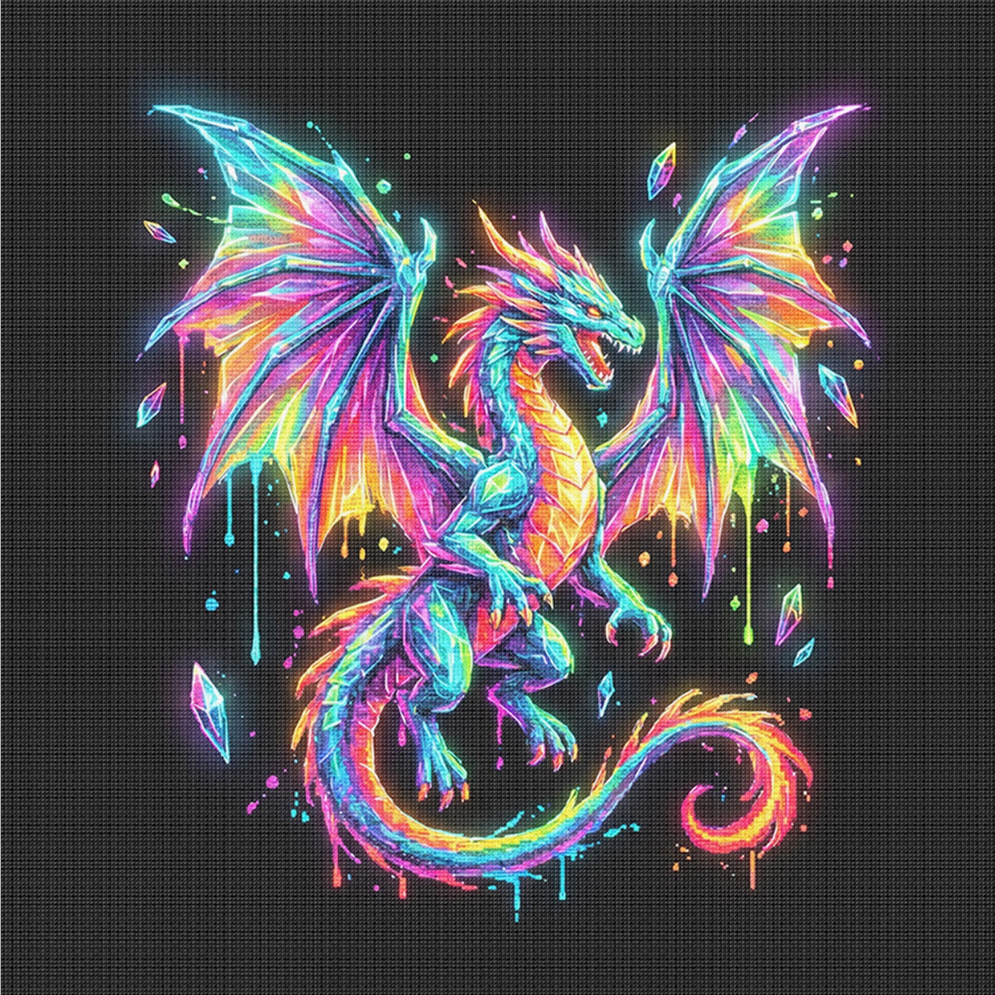 Rainbow Dragon - Full 14CT Counted Cross Stitch 30x30CM - Yishu