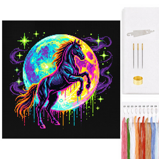 Horse - Full 14CT Counted Cross Stitch 30x30CM - Yishu