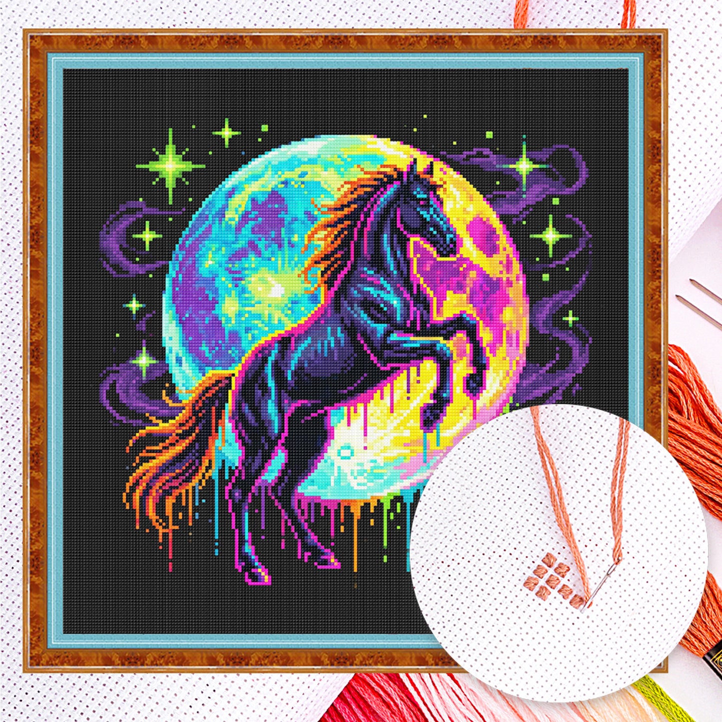 Horse - Full 14CT Counted Cross Stitch 30x30CM - Yishu