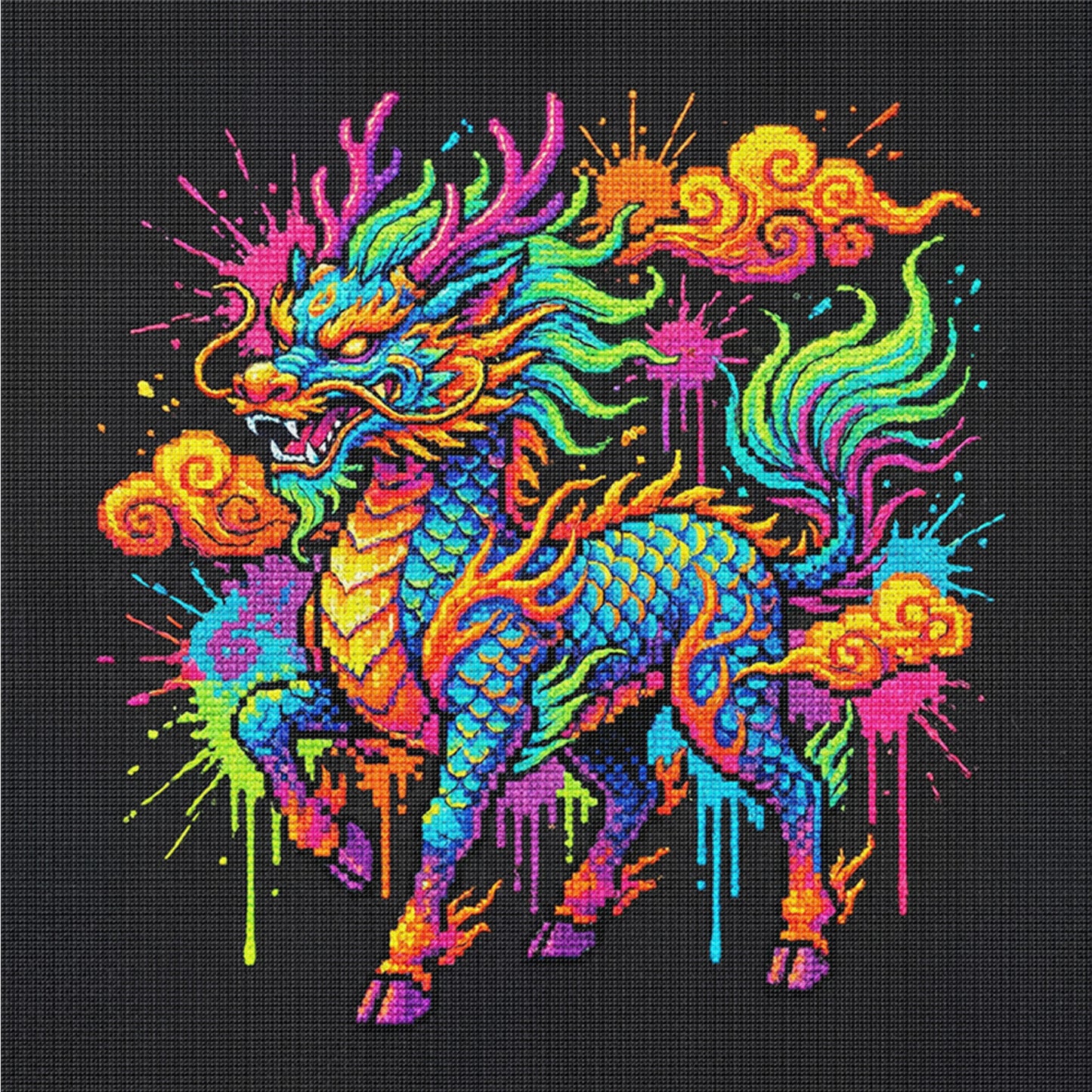 Qilin - Full 14CT Counted Cross Stitch 30x30CM - Yishu