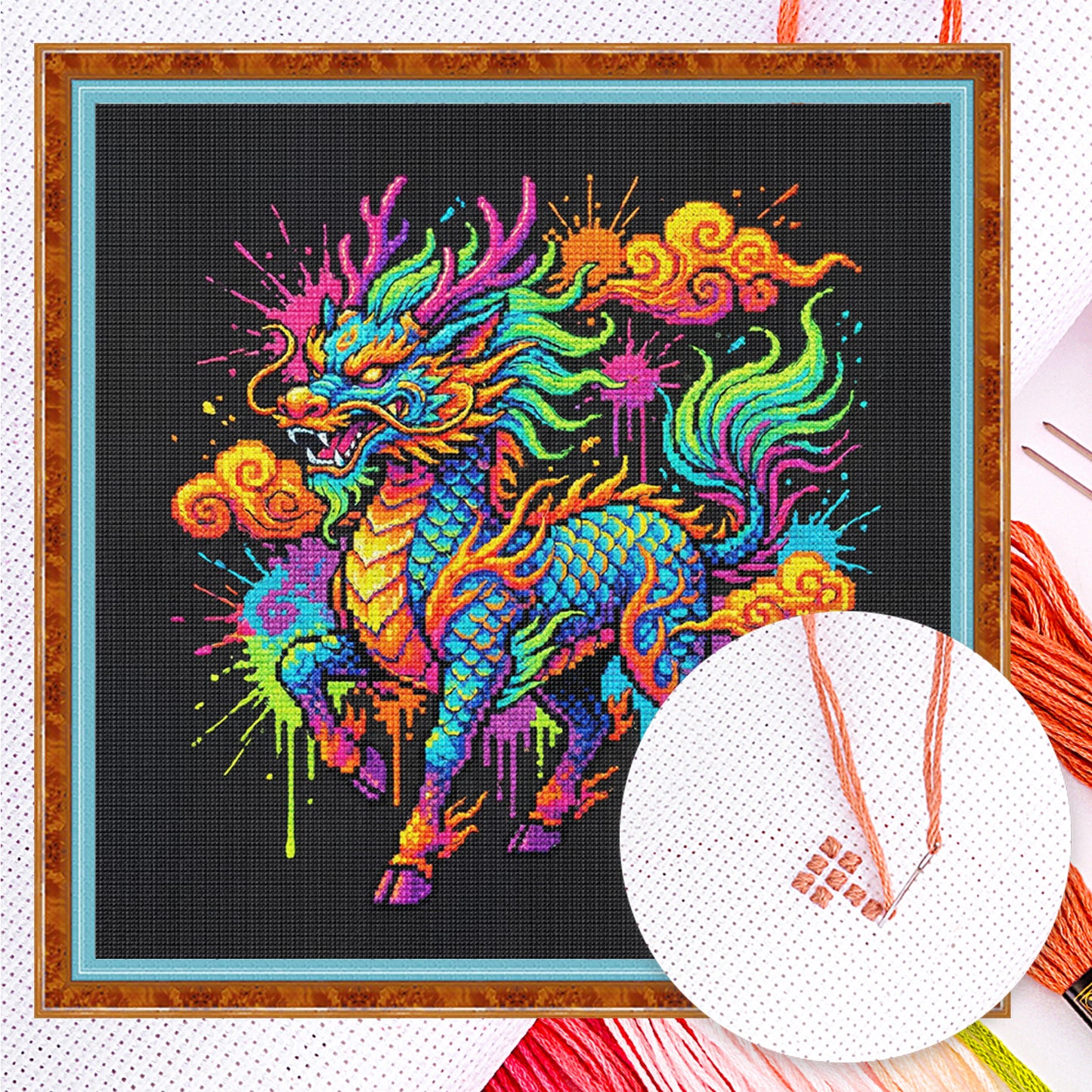 Qilin - Full 14CT Counted Cross Stitch 30x30CM - Yishu