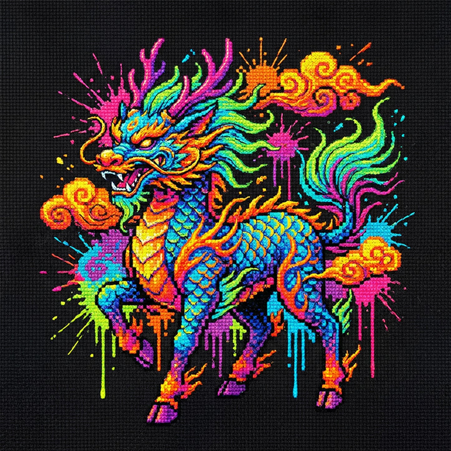 Qilin - Full 14CT Counted Cross Stitch 30x30CM - Yishu