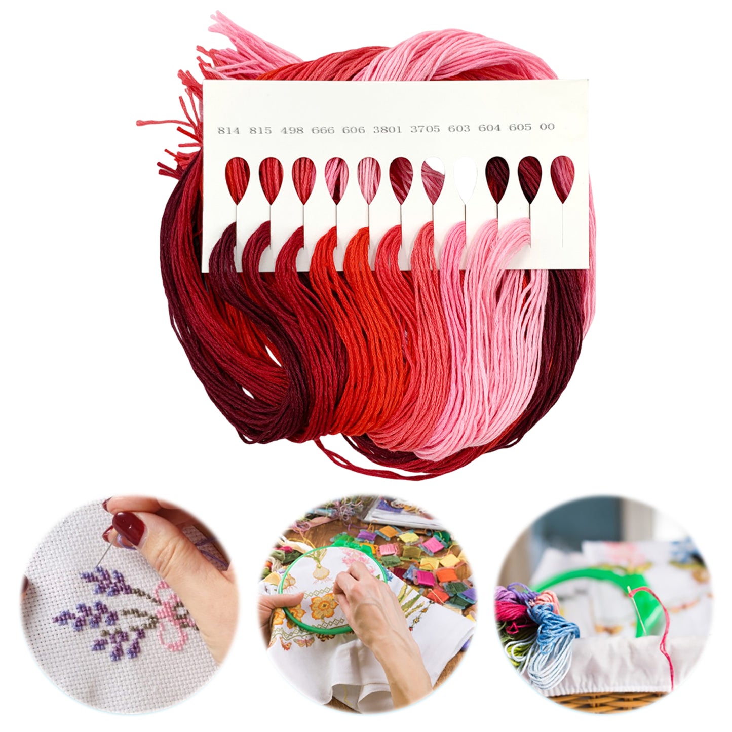 Friendship Bracelet String 6-Strand 120m Long DIY Hand Embroidery Threads Gradient Color Design for Bracelet DIY Crafts Sewing Embroidery Supplies (Red Color Series)