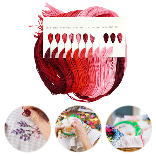 Friendship Bracelet String 6-Strand 120m Long DIY Hand Embroidery Threads Gradient Color Design for Bracelet DIY Crafts Sewing Embroidery Supplies (Red Color Series)