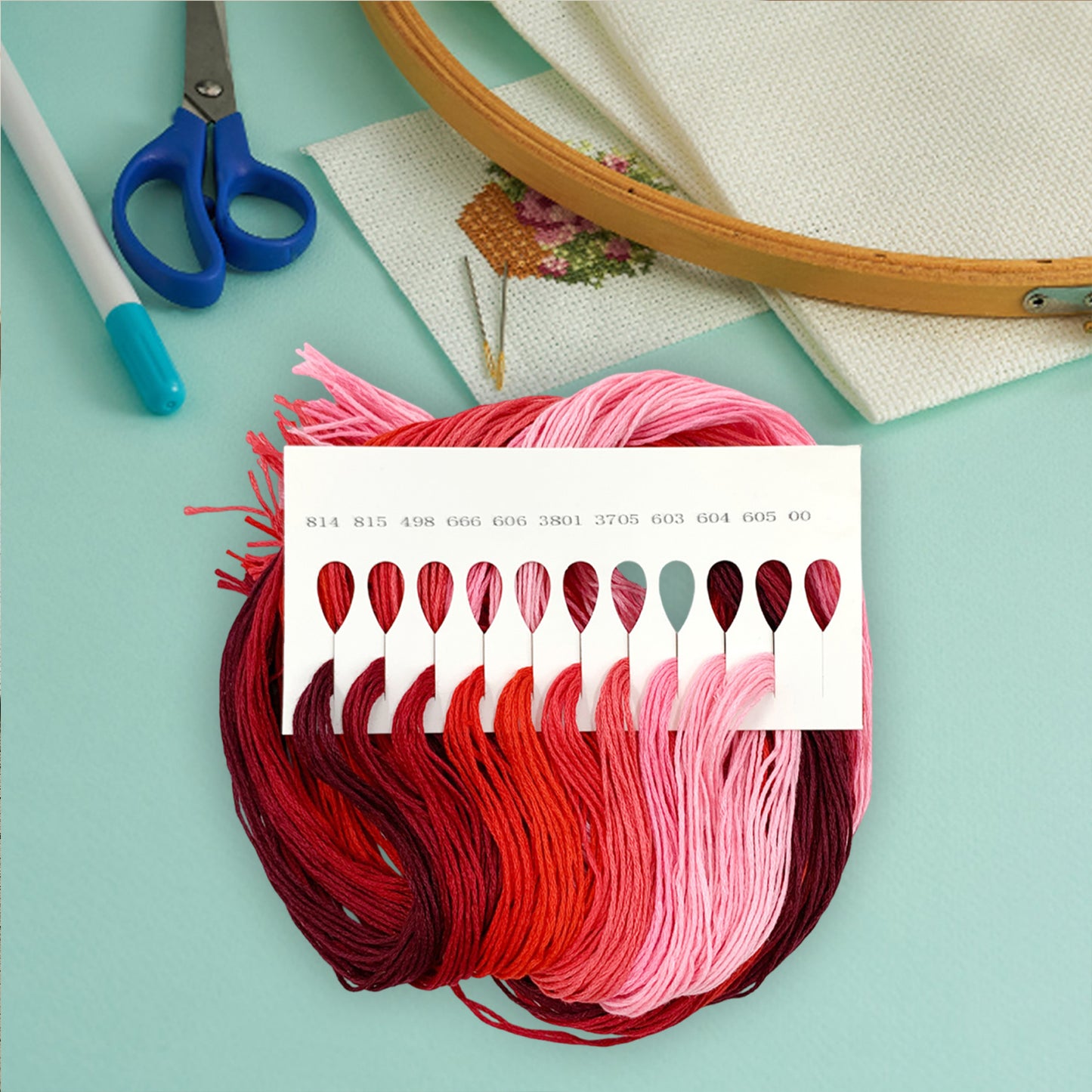 Friendship Bracelet String 6-Strand 120m Long DIY Hand Embroidery Threads Gradient Color Design for Bracelet DIY Crafts Sewing Embroidery Supplies (Red Color Series)