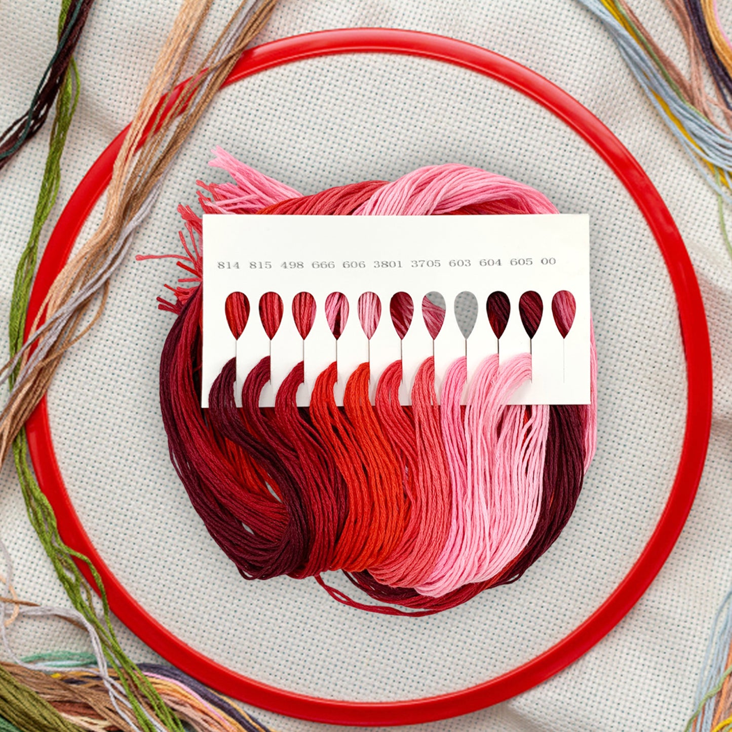 Friendship Bracelet String 6-Strand 120m Long DIY Hand Embroidery Threads Gradient Color Design for Bracelet DIY Crafts Sewing Embroidery Supplies (Red Color Series)