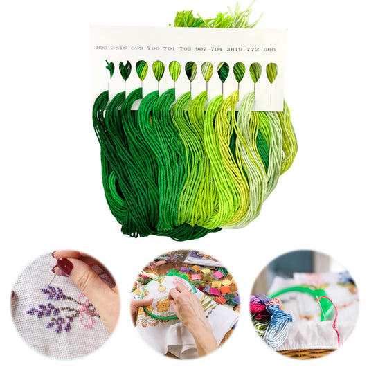Friendship Bracelet String 6-Strand 120m Long DIY Hand Embroidery Threads Gradient Color Design for Bracelet DIY Crafts Sewing Embroidery Supplies (Green Color Series)