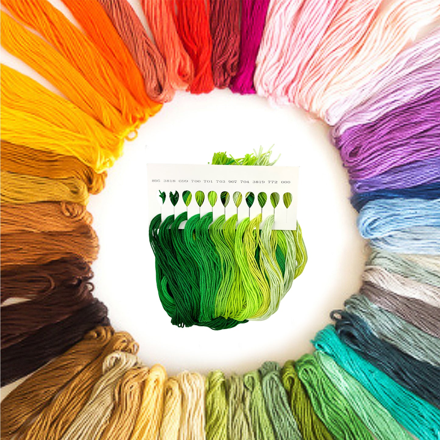 Friendship Bracelet String 6-Strand 120m Long DIY Hand Embroidery Threads Gradient Color Design for Bracelet DIY Crafts Sewing Embroidery Supplies (Green Color Series)