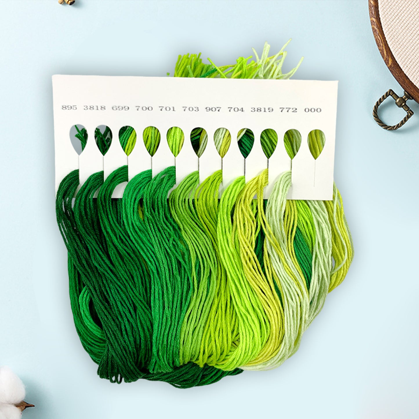 Friendship Bracelet String 6-Strand 120m Long DIY Hand Embroidery Threads Gradient Color Design for Bracelet DIY Crafts Sewing Embroidery Supplies (Green Color Series)