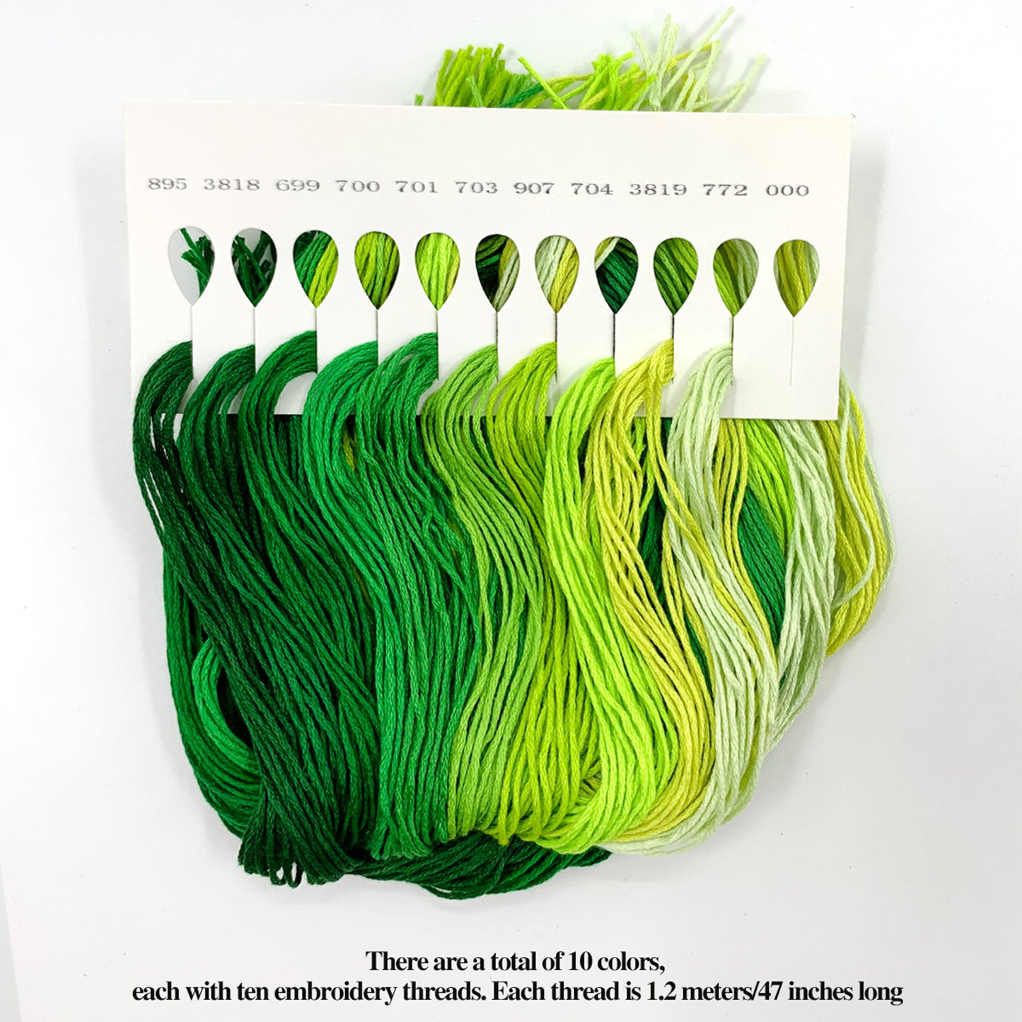 Friendship Bracelet String 6-Strand 120m Long DIY Hand Embroidery Threads Gradient Color Design for Bracelet DIY Crafts Sewing Embroidery Supplies (Green Color Series)