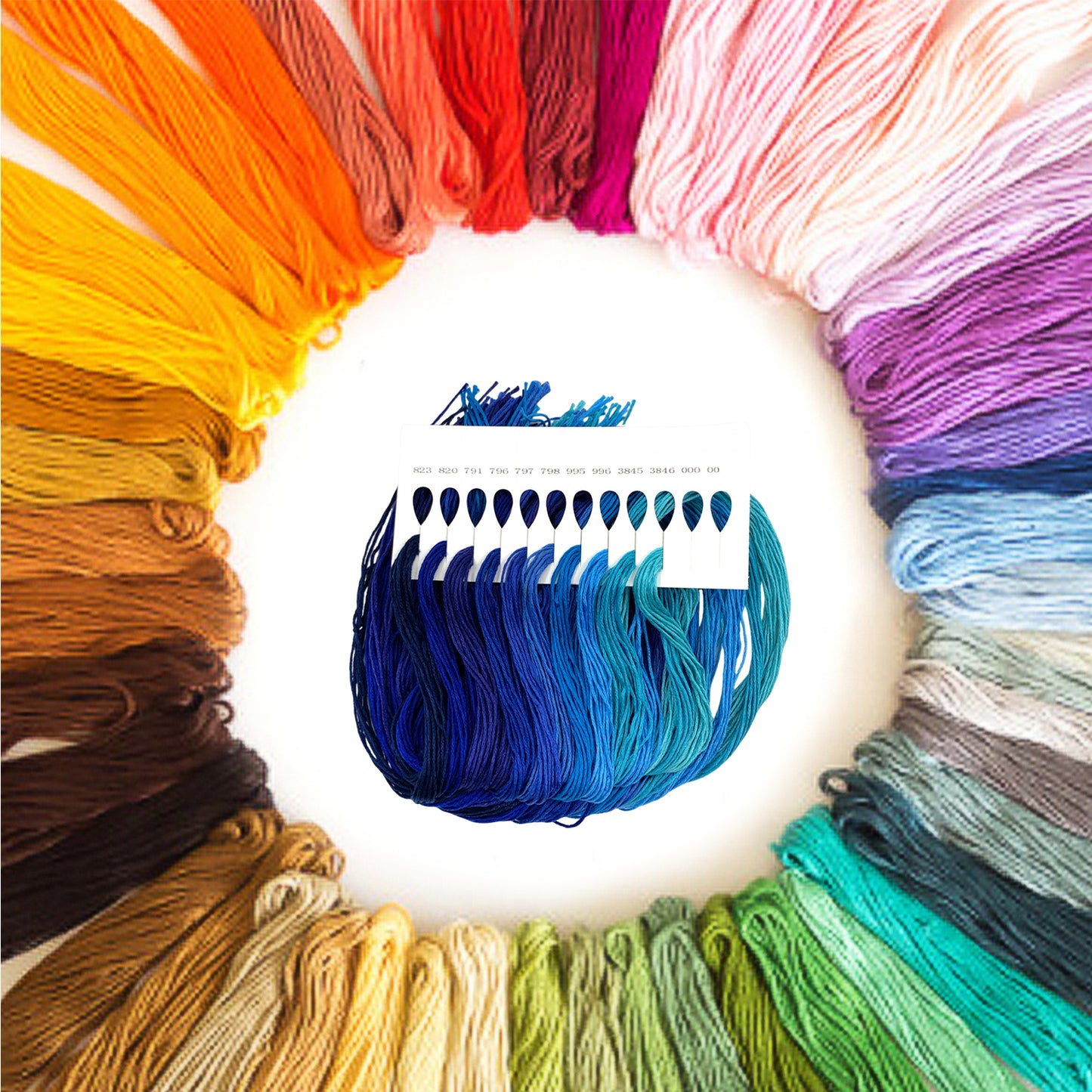 Friendship Bracelet String 6-Strand 120m Long DIY Hand Embroidery Threads Gradient Color Design for Bracelet DIY Crafts Sewing Embroidery Supplies (Blue Color Series)
