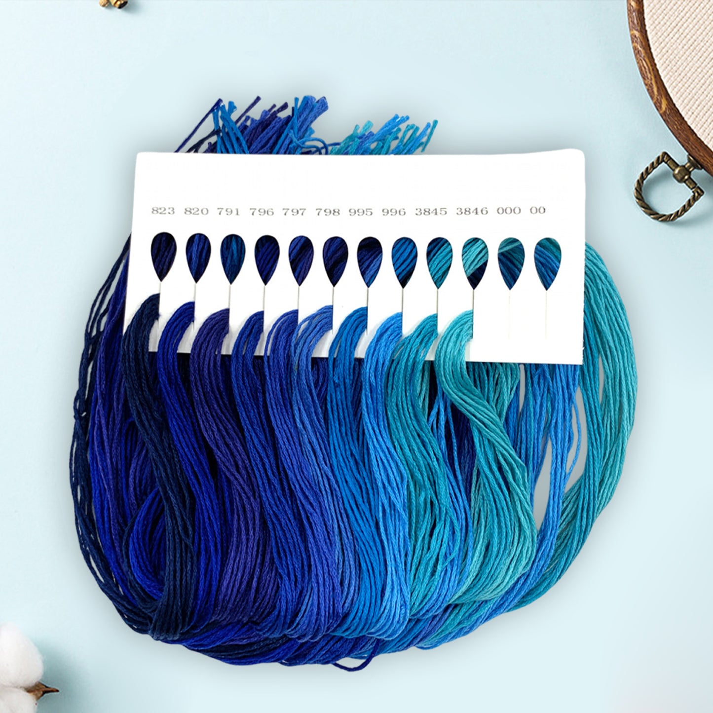 Friendship Bracelet String 6-Strand 120m Long DIY Hand Embroidery Threads Gradient Color Design for Bracelet DIY Crafts Sewing Embroidery Supplies (Blue Color Series)