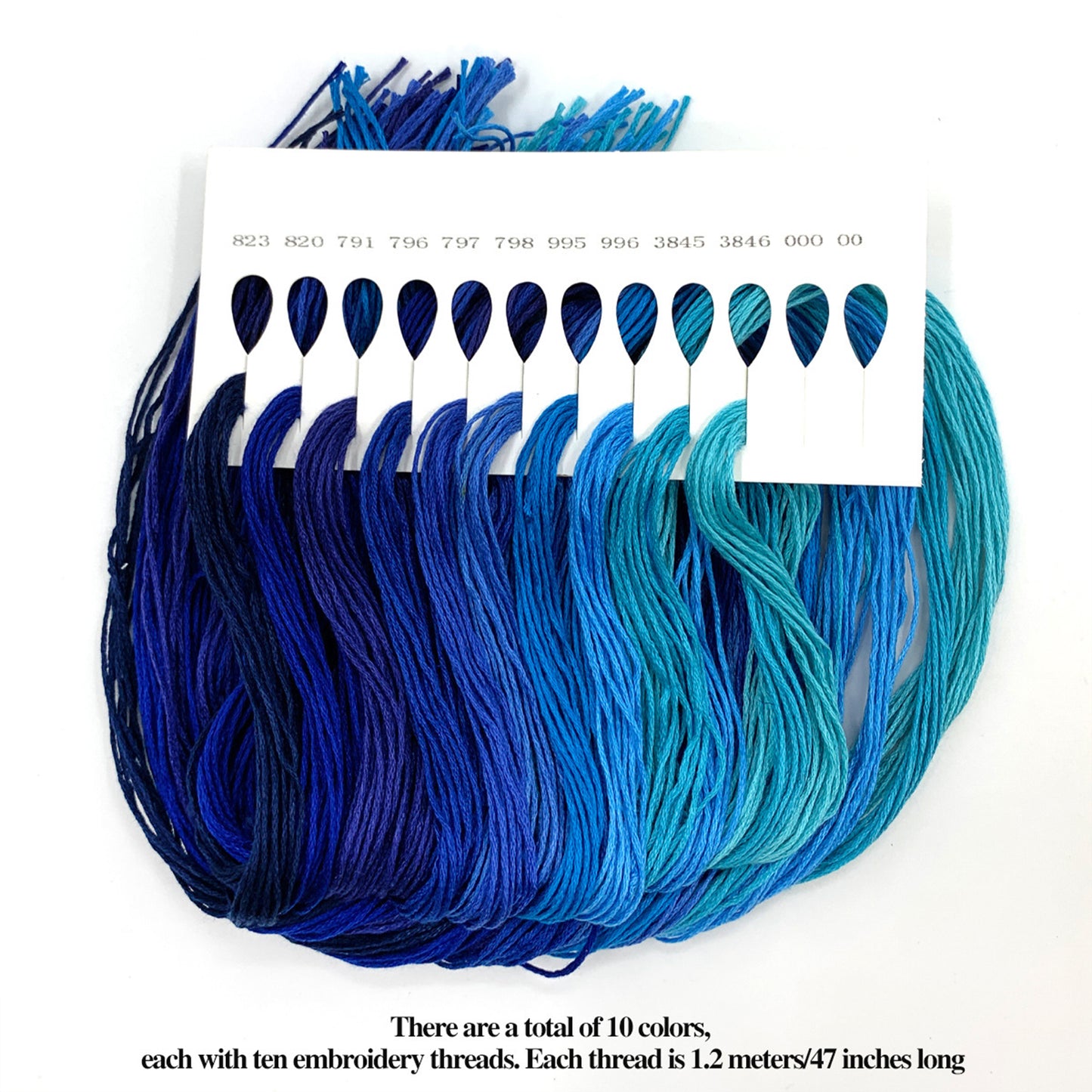 Friendship Bracelet String 6-Strand 120m Long DIY Hand Embroidery Threads Gradient Color Design for Bracelet DIY Crafts Sewing Embroidery Supplies (Blue Color Series)
