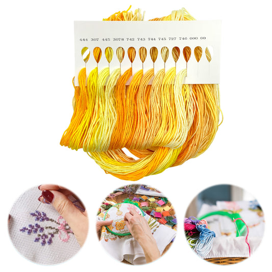 Friendship Bracelet String 6-Strand 120m Long DIY Hand Embroidery Threads Gradient Color Design for Bracelet DIY Crafts Sewing Embroidery Supplies (Orange-Yellow Color Series)