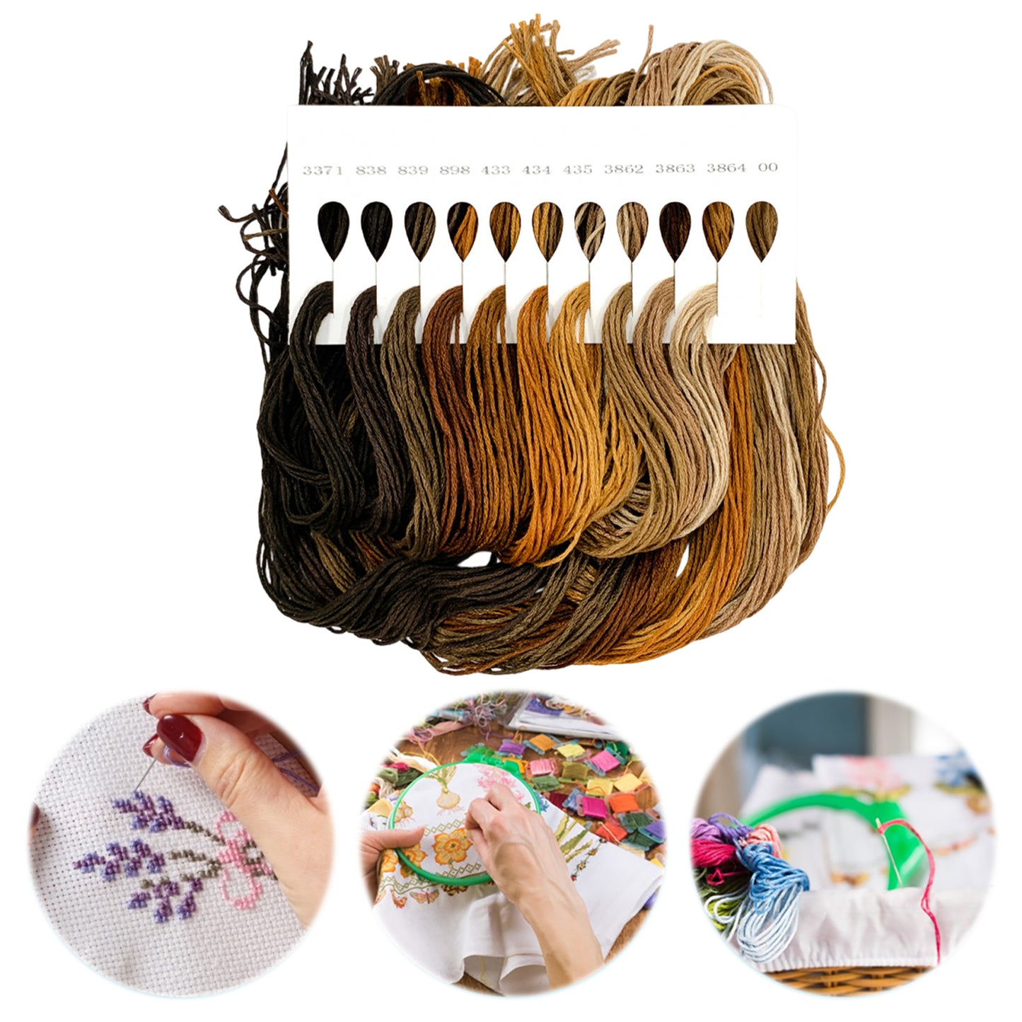 Friendship Bracelet String 6-Strand 120m Long DIY Hand Embroidery Threads Gradient Color Design for Bracelet DIY Crafts Sewing Embroidery Supplies (Coffee Color Series)