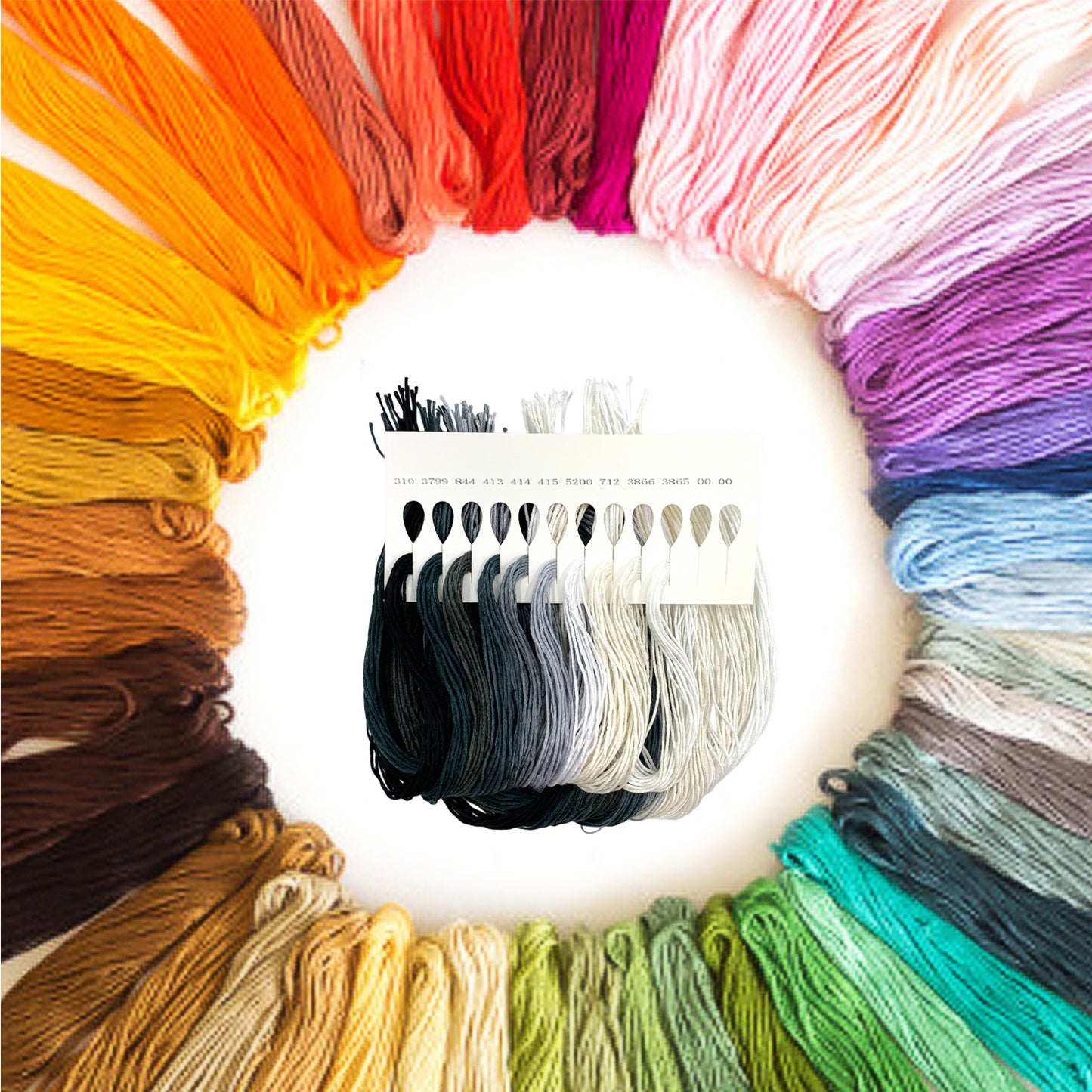 Friendship Bracelet String 6-Strand 120m Long DIY Hand Embroidery Threads Gradient Color Design for Bracelet DIY Crafts Sewing Embroidery Supplies (Black White Color Series)