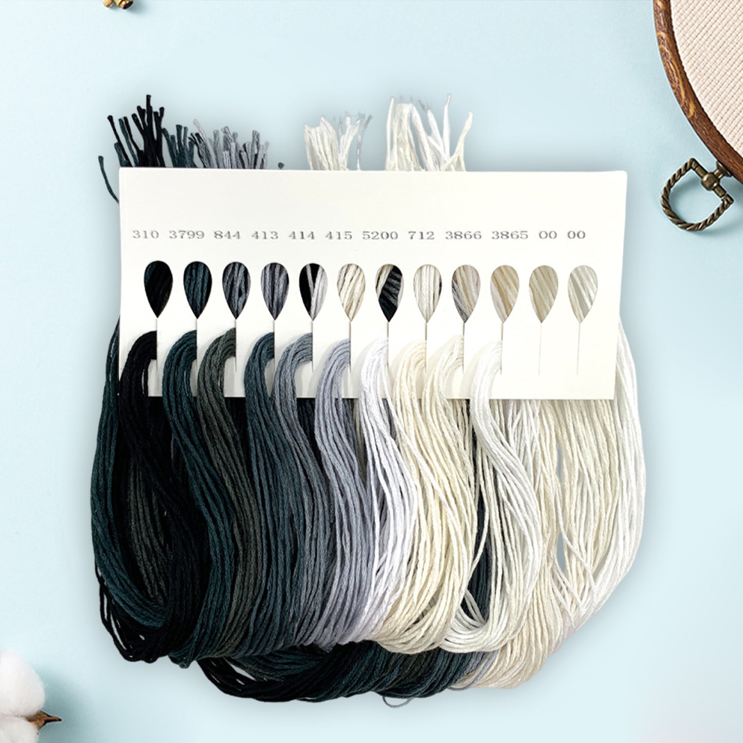 Friendship Bracelet String 6-Strand 120m Long DIY Hand Embroidery Threads Gradient Color Design for Bracelet DIY Crafts Sewing Embroidery Supplies (Black White Color Series)