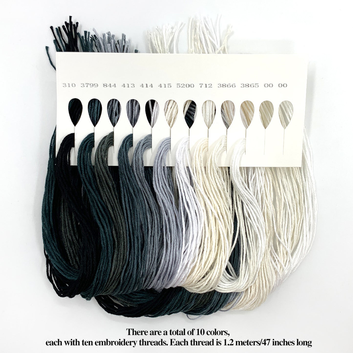 Friendship Bracelet String 6-Strand 120m Long DIY Hand Embroidery Threads Gradient Color Design for Bracelet DIY Crafts Sewing Embroidery Supplies (Black White Color Series)