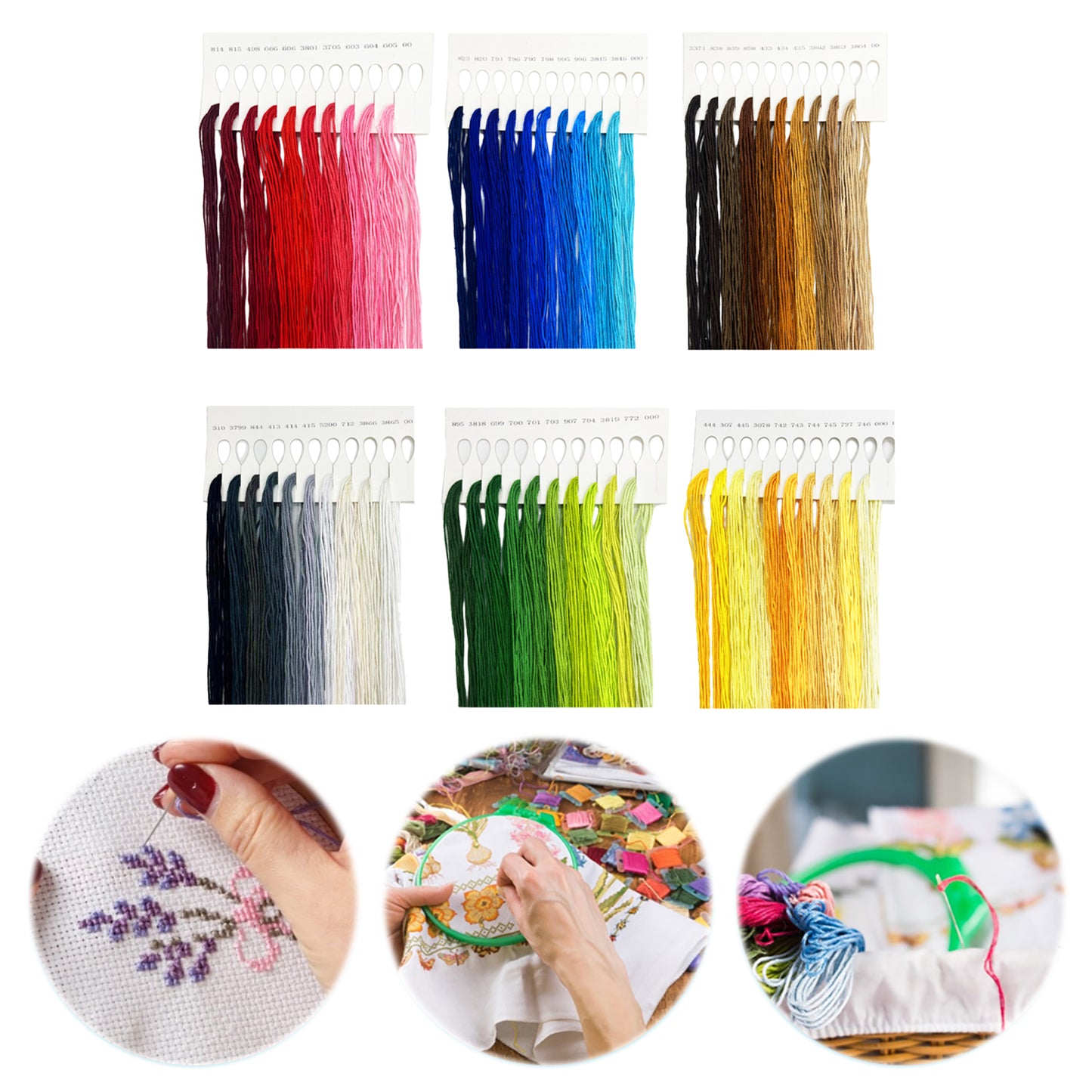Friendship Bracelet String 6-Strand 120m Long DIY Hand Embroidery Threads Gradient Color Design for Bracelet DIY Crafts Sewing Embroidery Supplies (6 Color Series in Total)