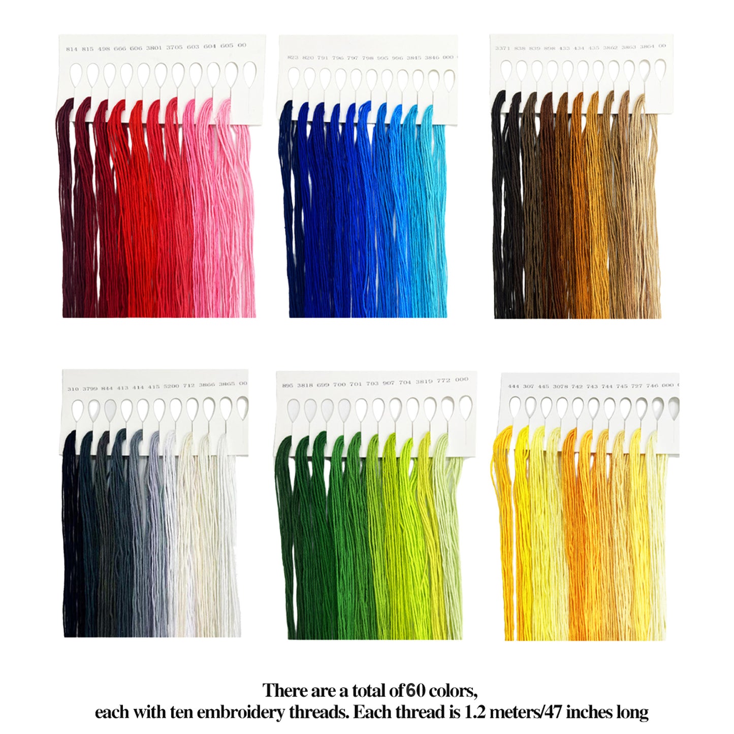 Friendship Bracelet String 6-Strand 120m Long DIY Hand Embroidery Threads Gradient Color Design for Bracelet DIY Crafts Sewing Embroidery Supplies (6 Color Series in Total)