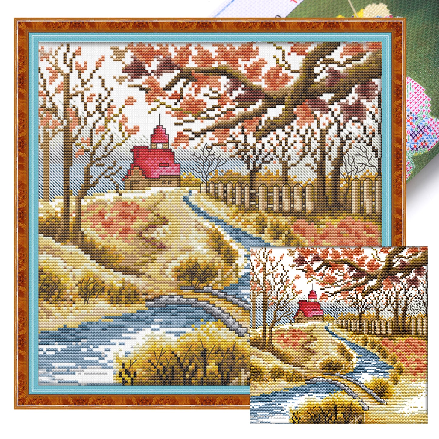 Autumn - Partial 14CT Stamped Cross Stitch 29x29CM - Joy Sunday Backstitch+Half Cross Stitch